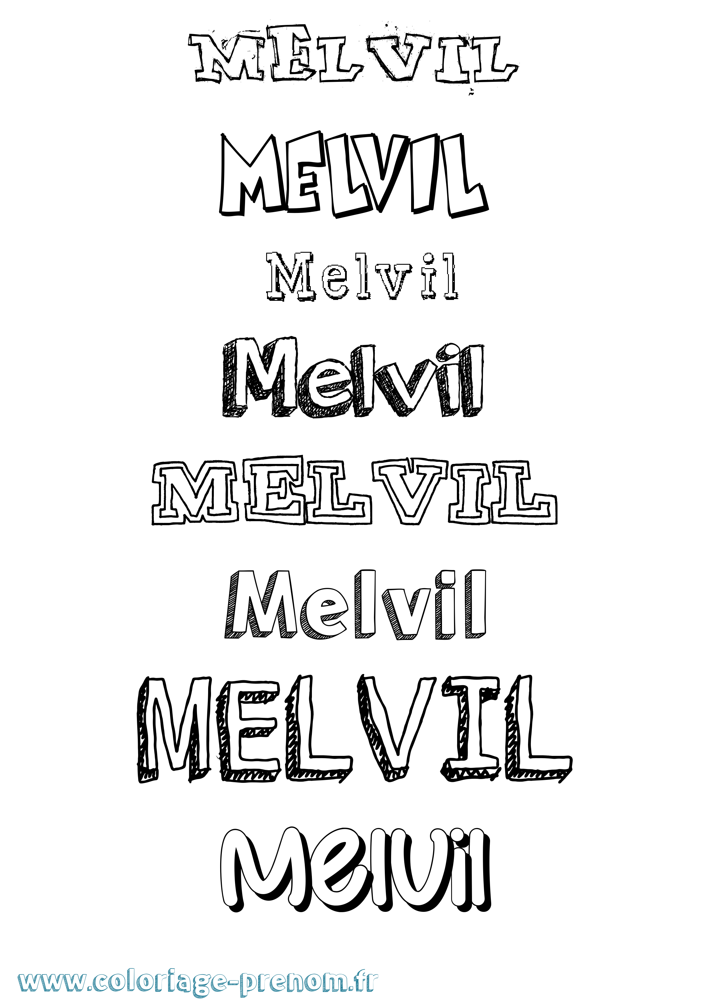 Coloriage prénom Melvil