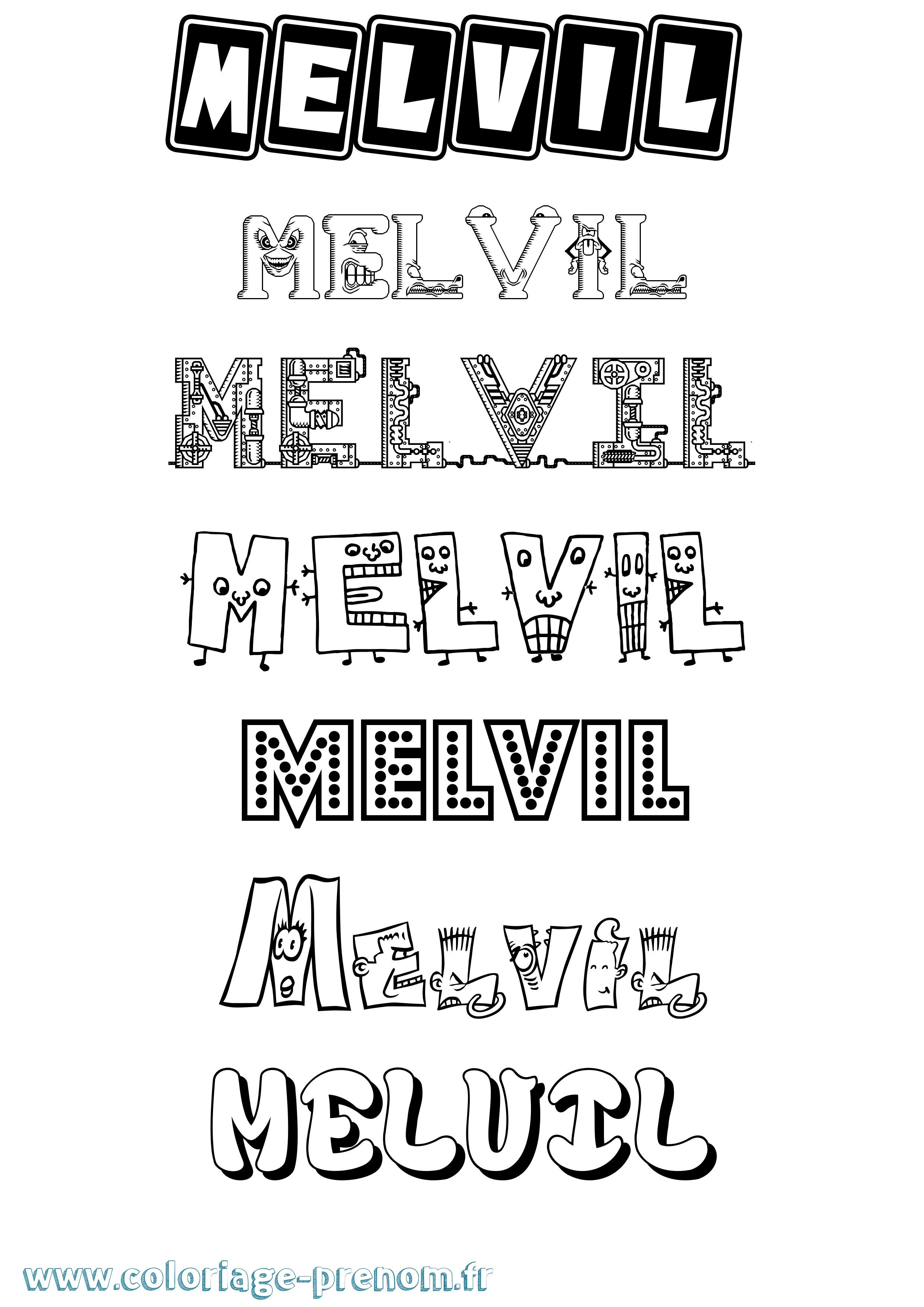 Coloriage prénom Melvil