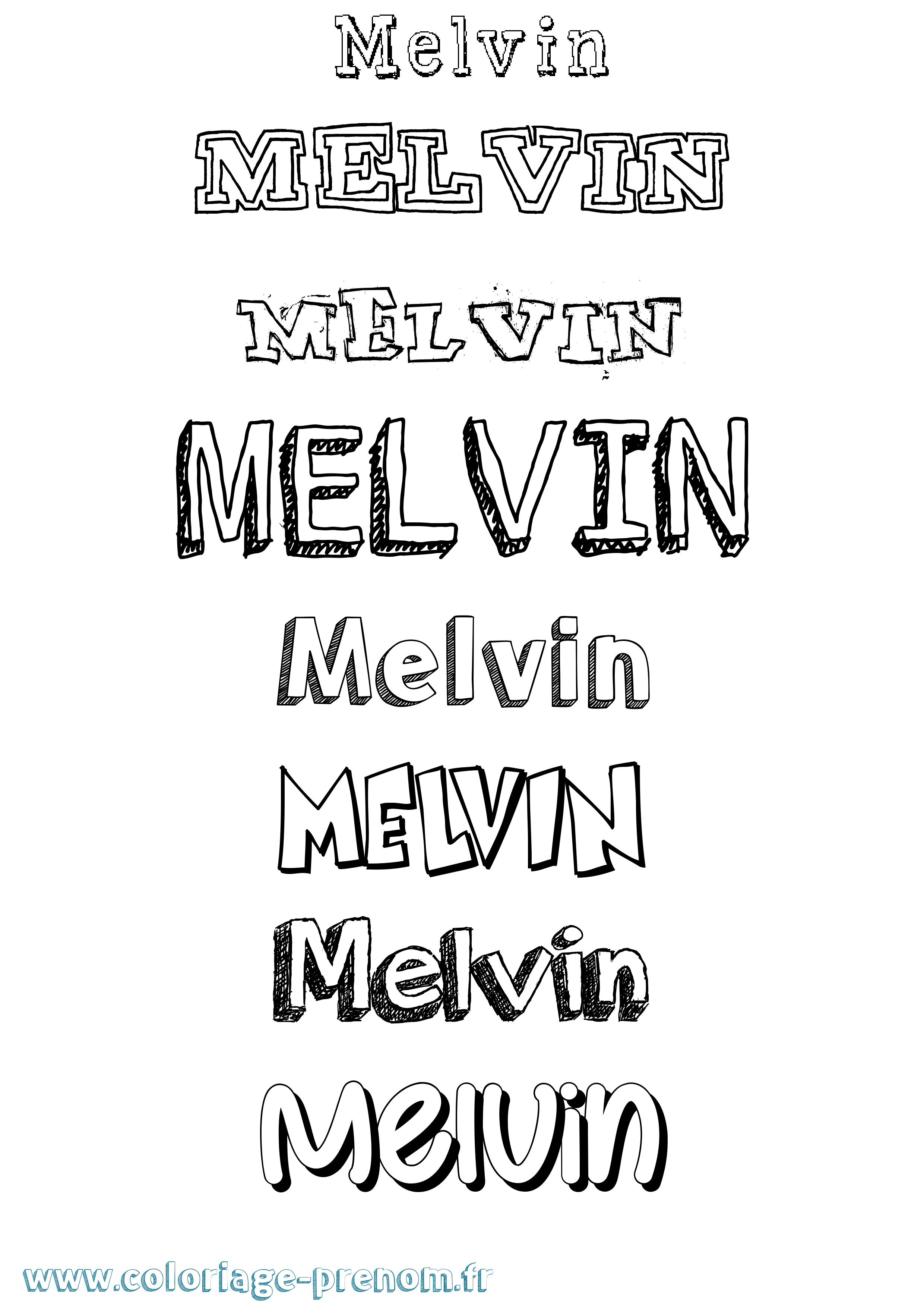 Coloriage prénom Melvin Dessiné