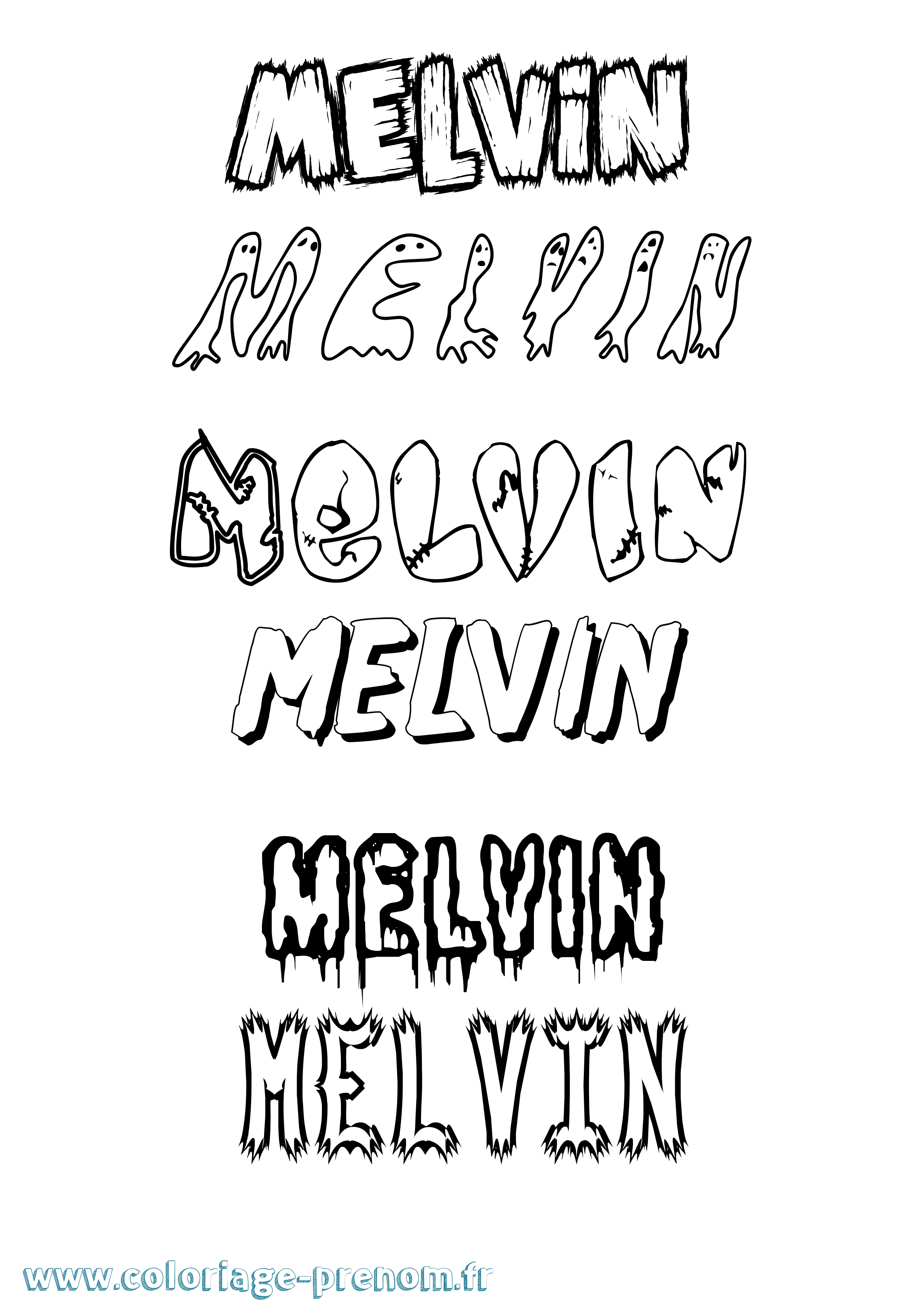 Coloriage prénom Melvin Frisson