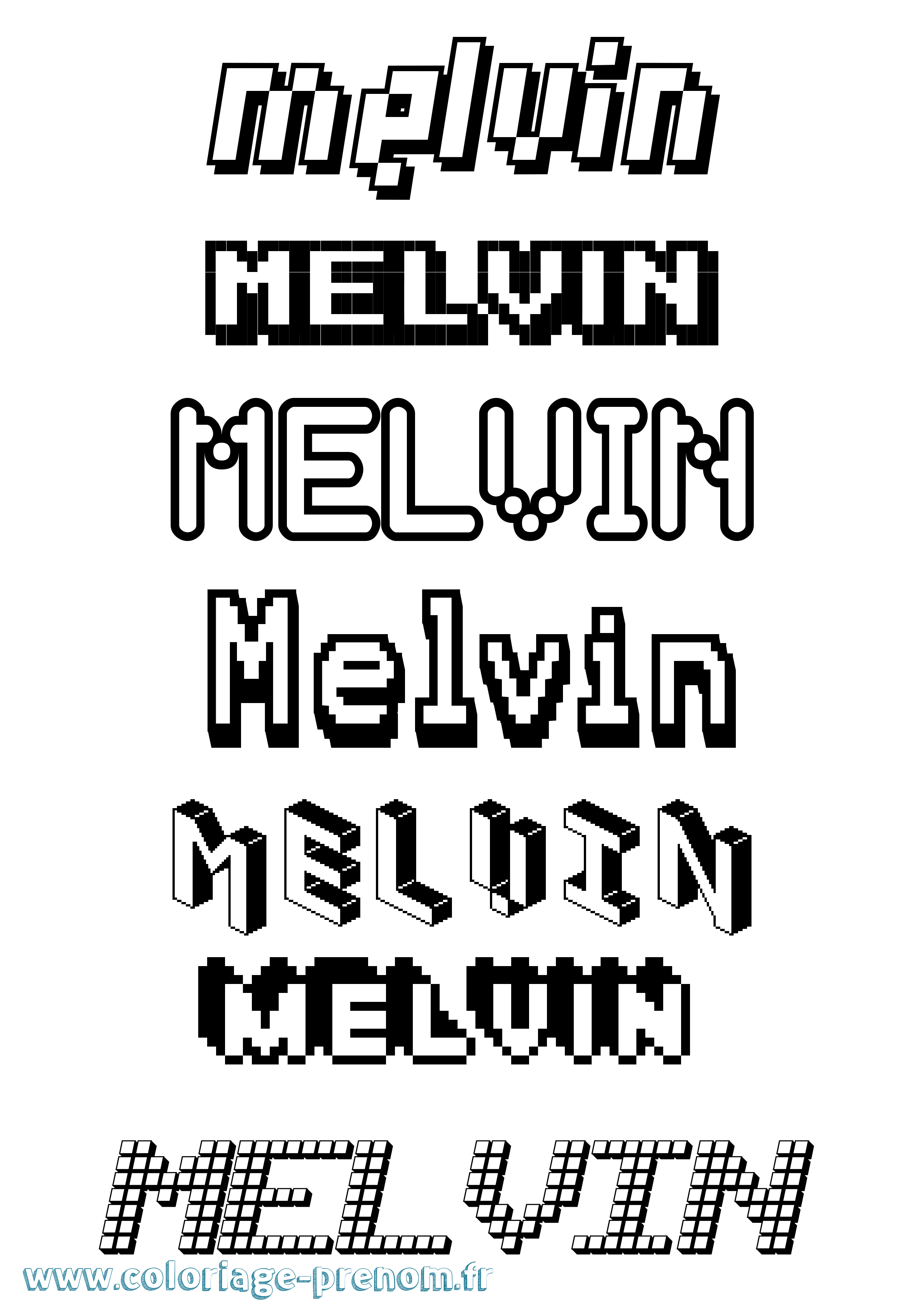 Coloriage prénom Melvin Pixel