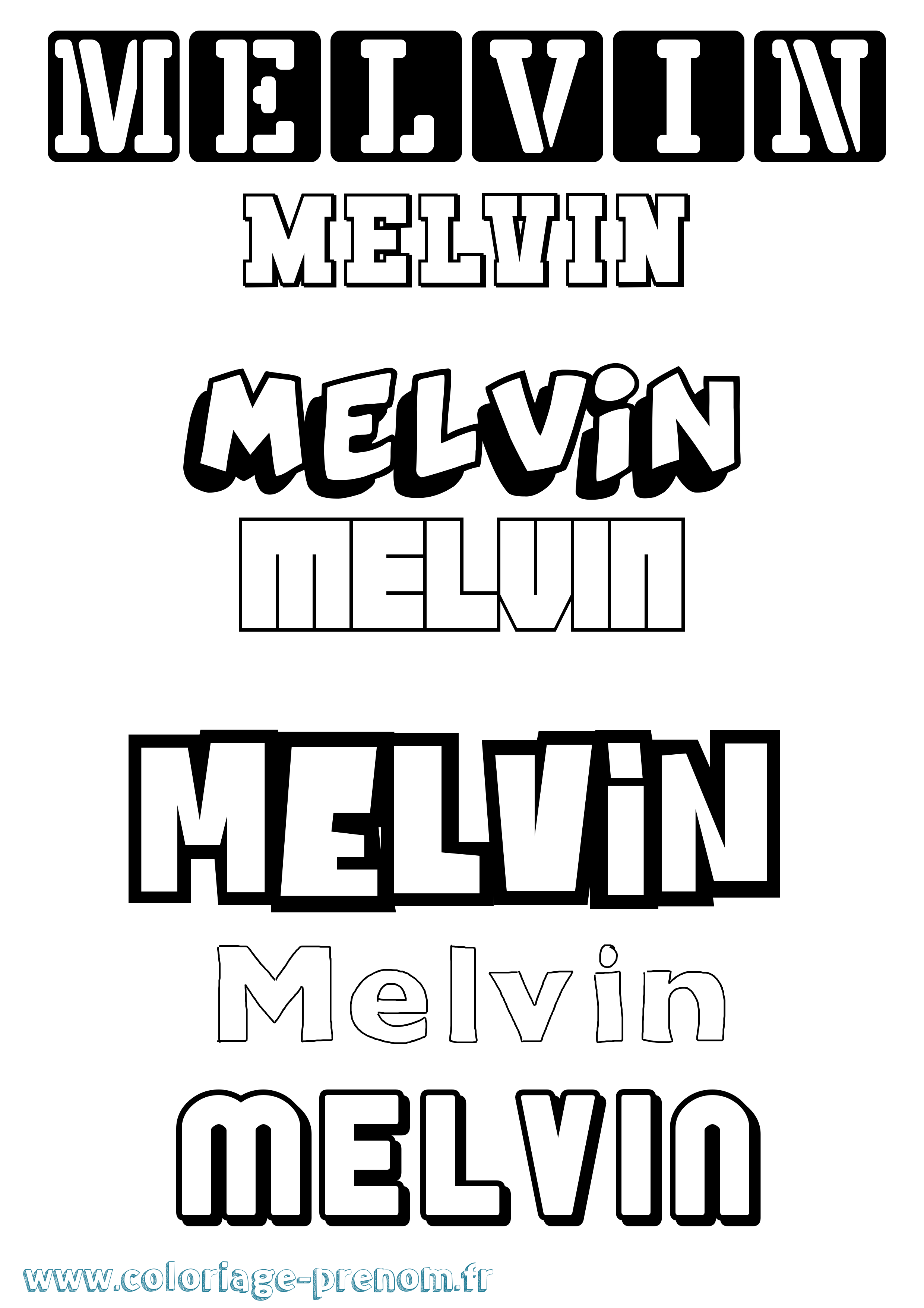 Coloriage prénom Melvin Simple