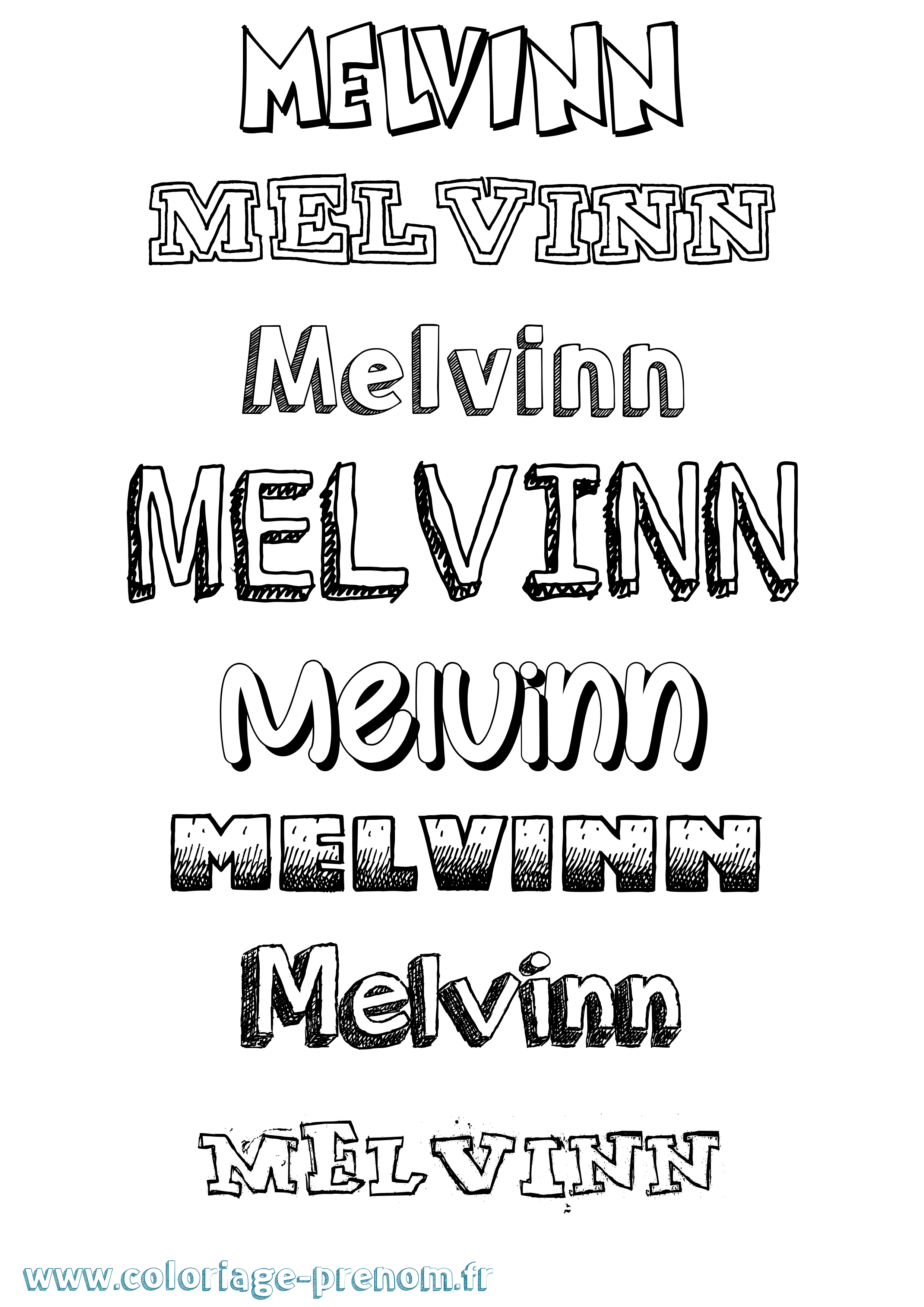 Coloriage prénom Melvinn Dessiné