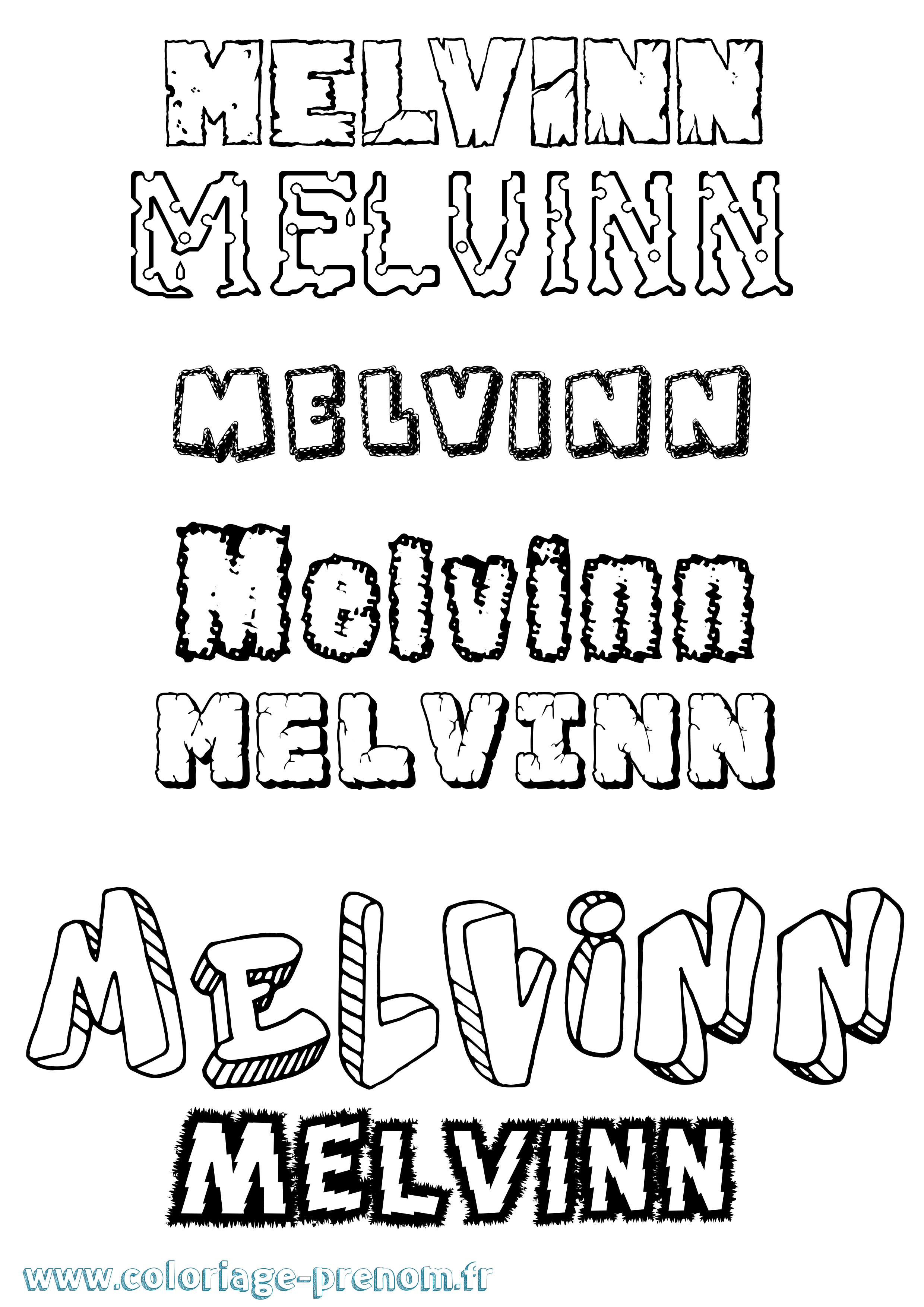 Coloriage prénom Melvinn Destructuré