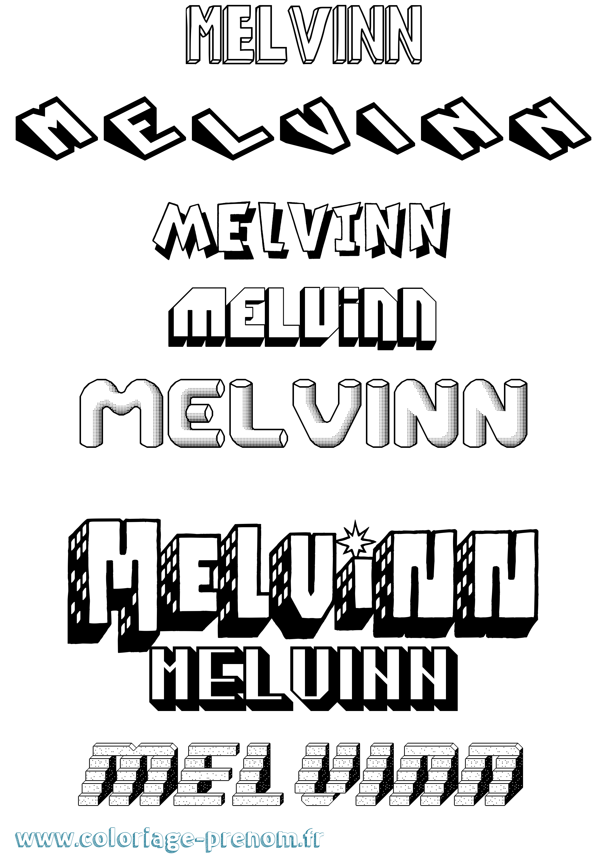 Coloriage prénom Melvinn Effet 3D