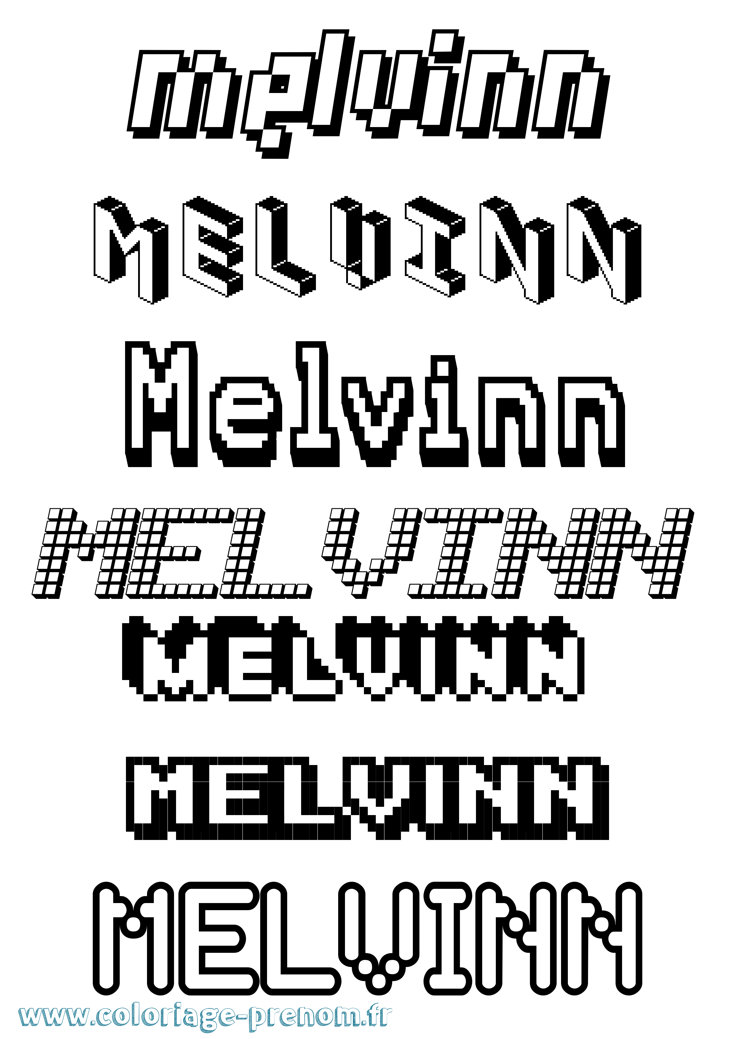 Coloriage prénom Melvinn Pixel