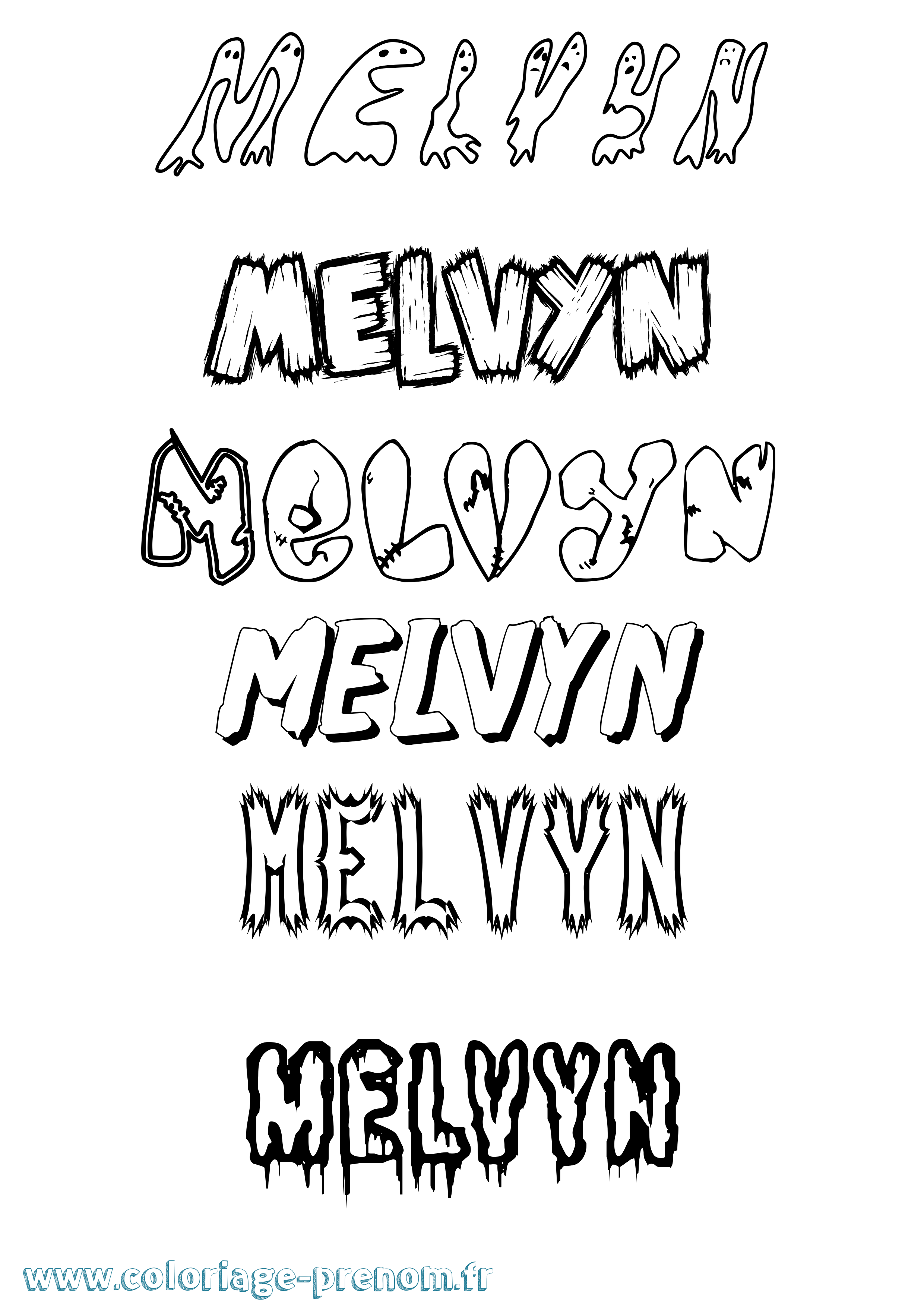 Coloriage prénom Melvyn