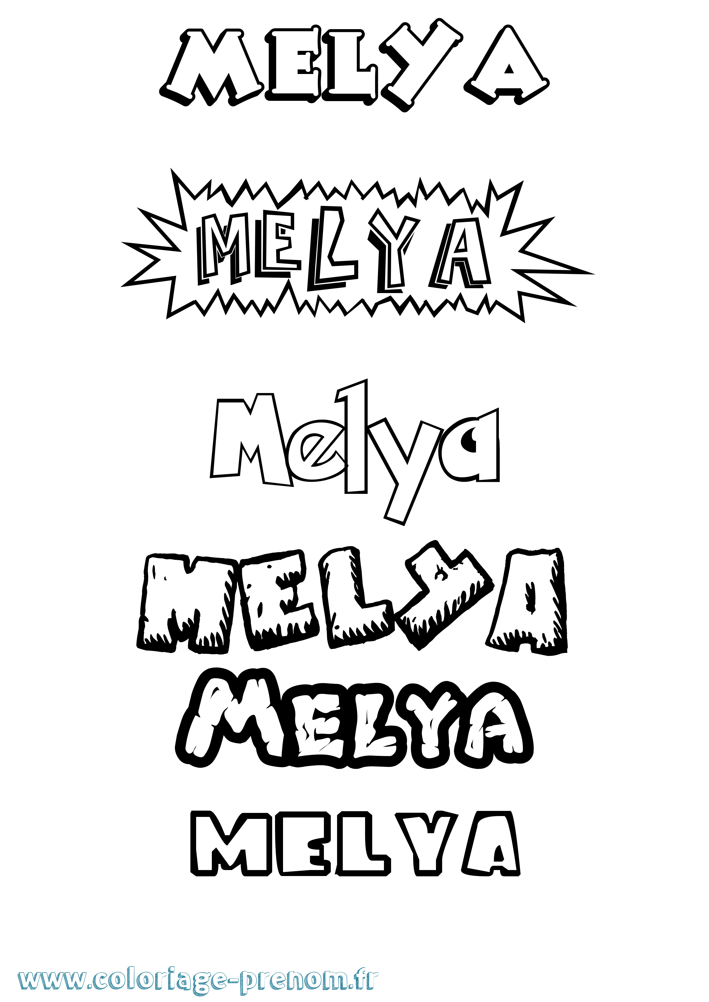 Coloriage prénom Melya Dessin Animé