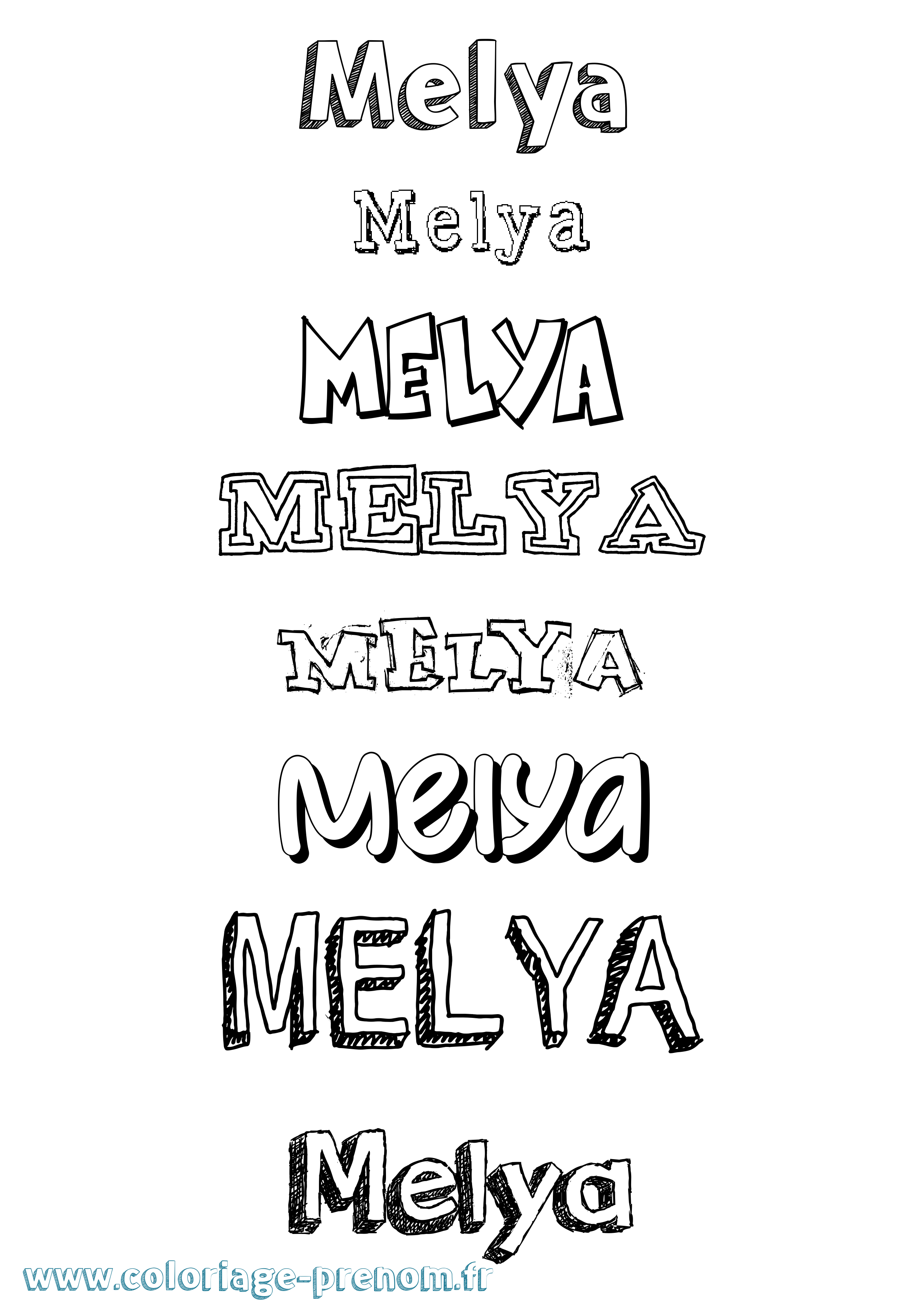 Coloriage prénom Melya Dessiné
