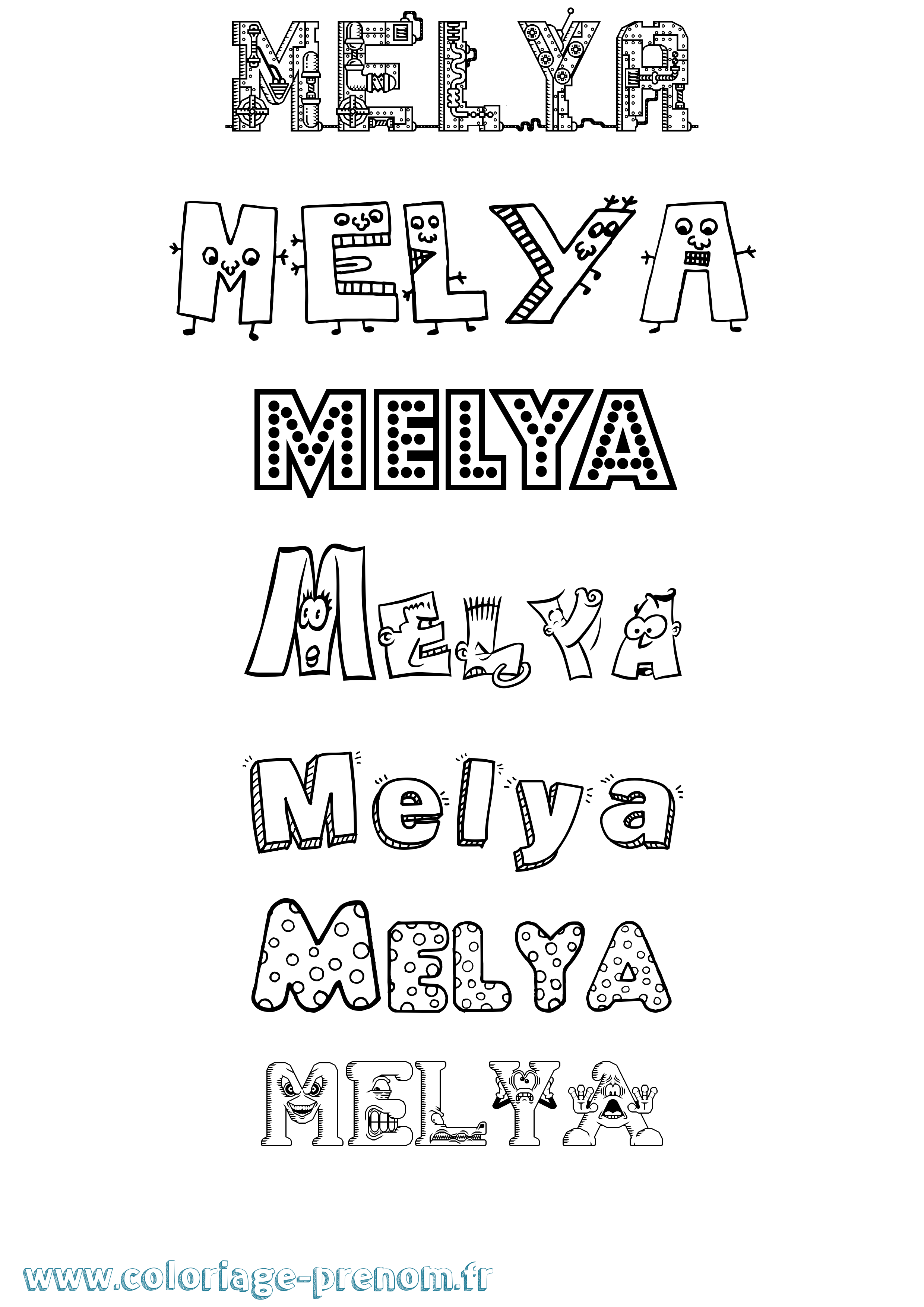 Coloriage prénom Melya Fun