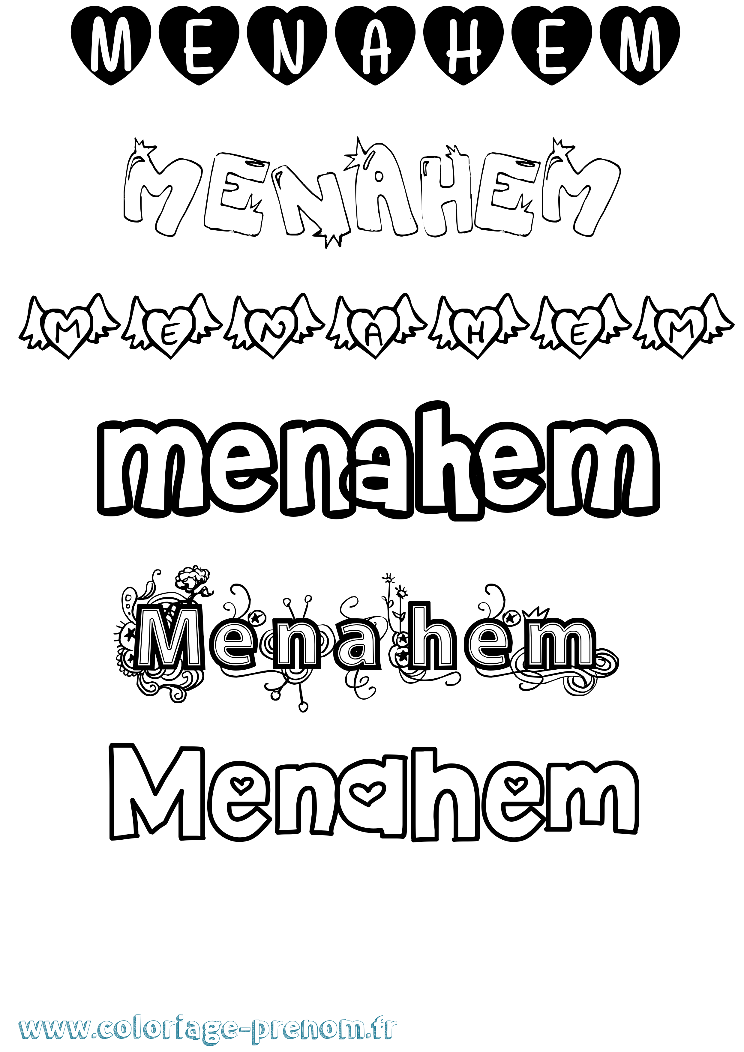 Coloriage prénom Menahem