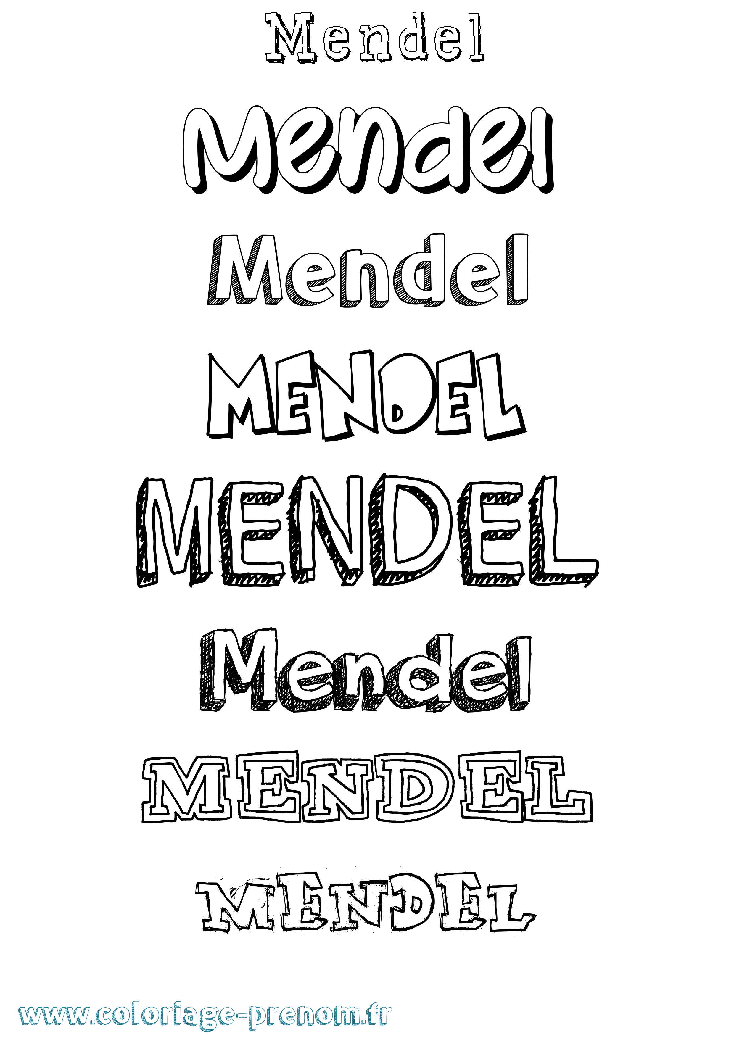 Coloriage prénom Mendel Dessiné