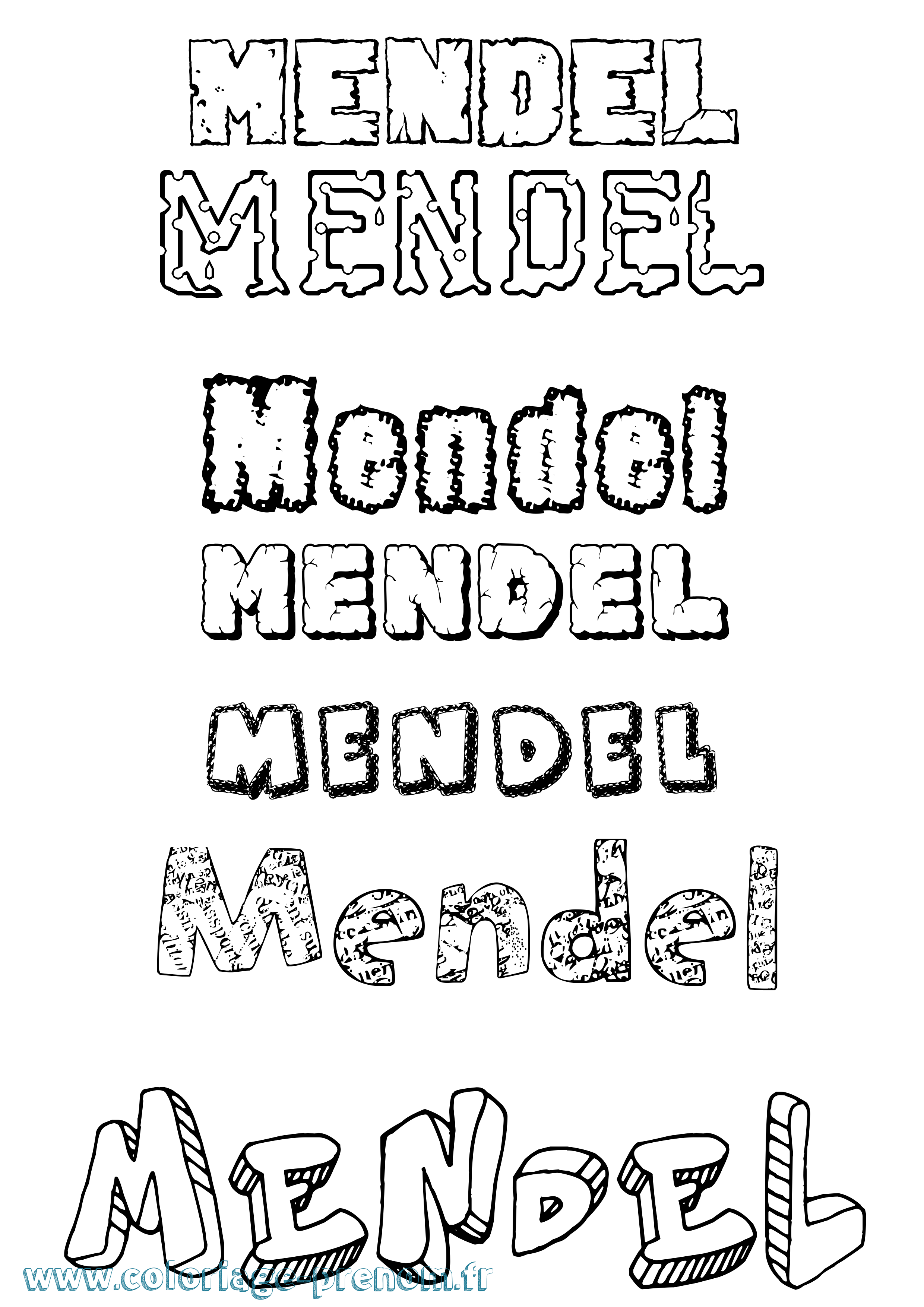 Coloriage prénom Mendel Destructuré