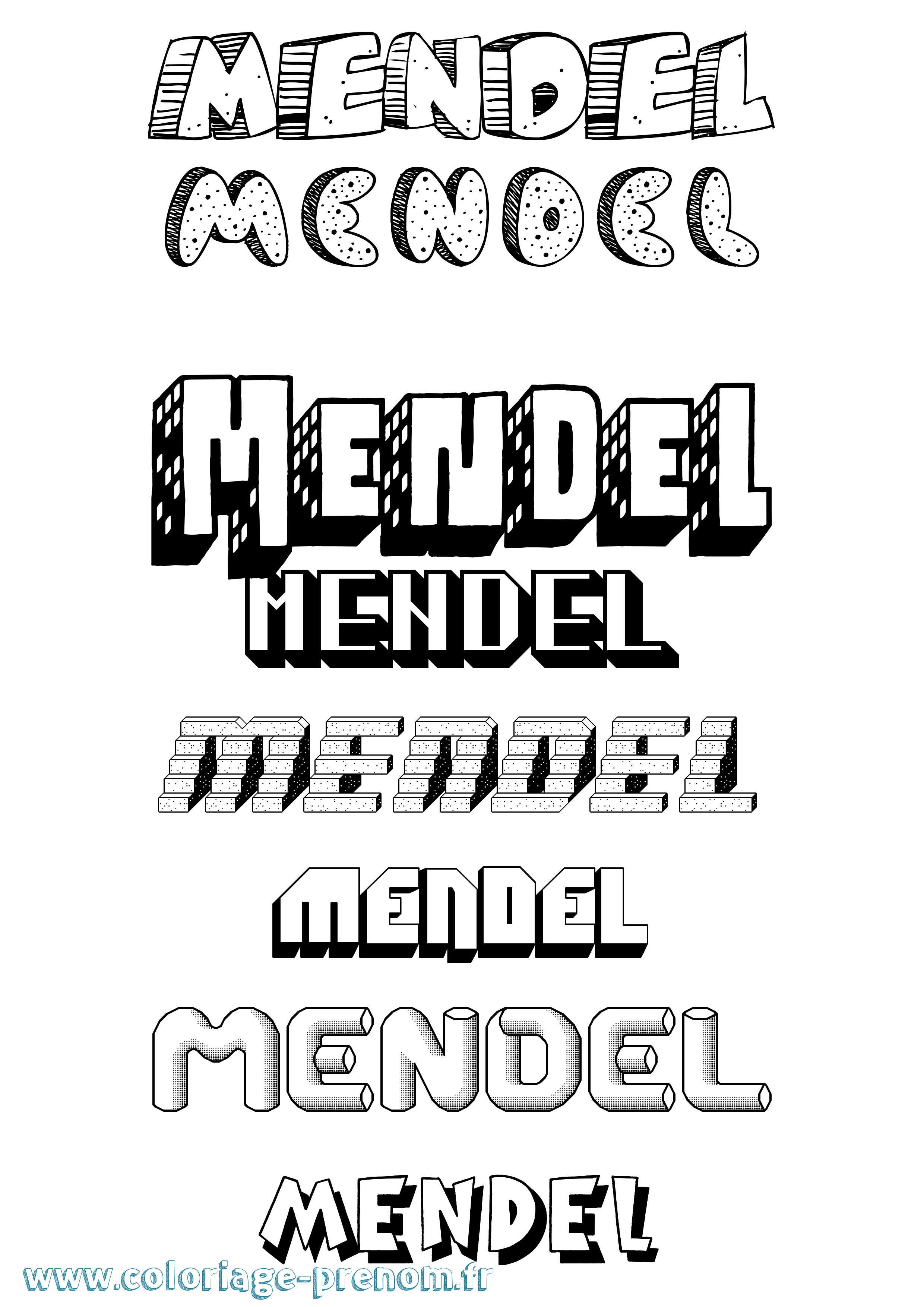 Coloriage prénom Mendel Effet 3D
