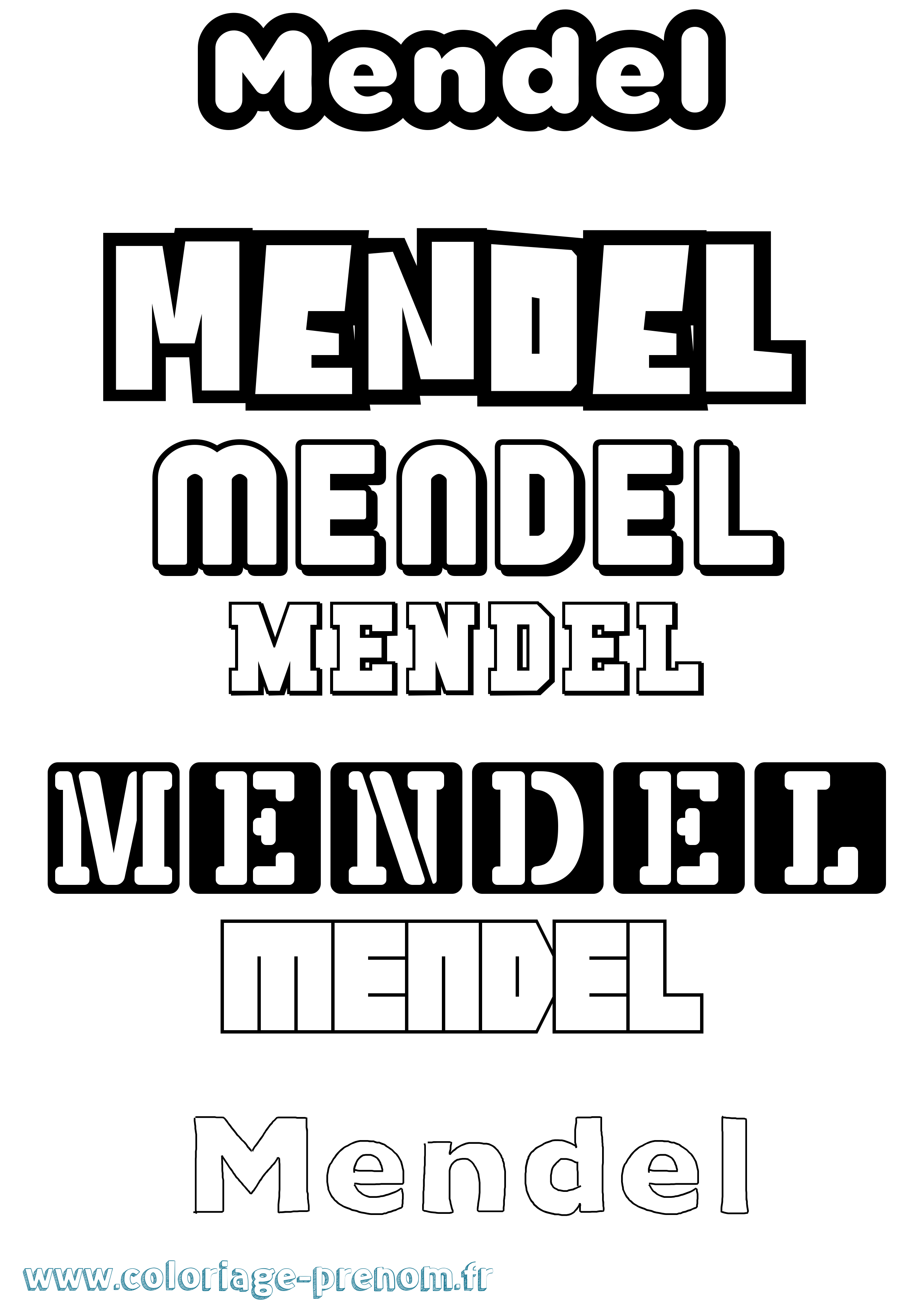 Coloriage prénom Mendel Simple