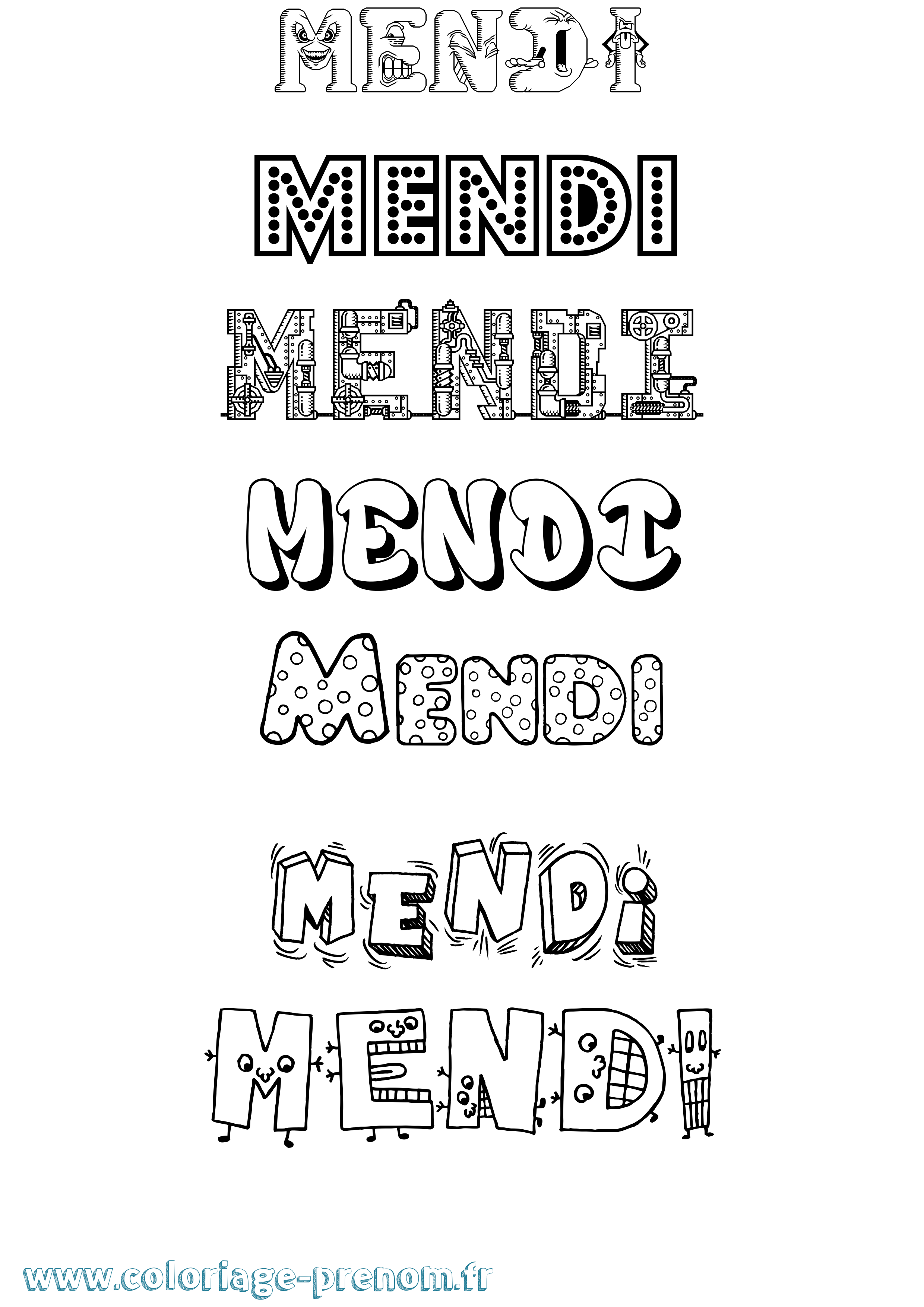 Coloriage prénom Mendi Fun