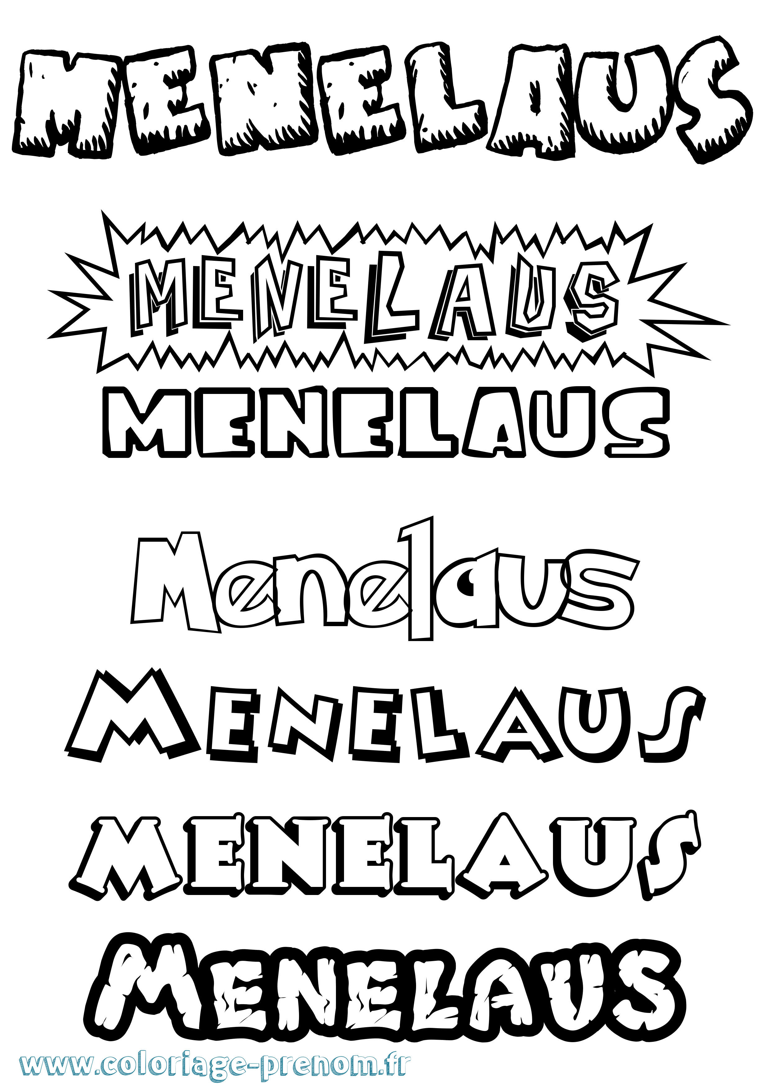 Coloriage prénom Menelaus Dessin Animé