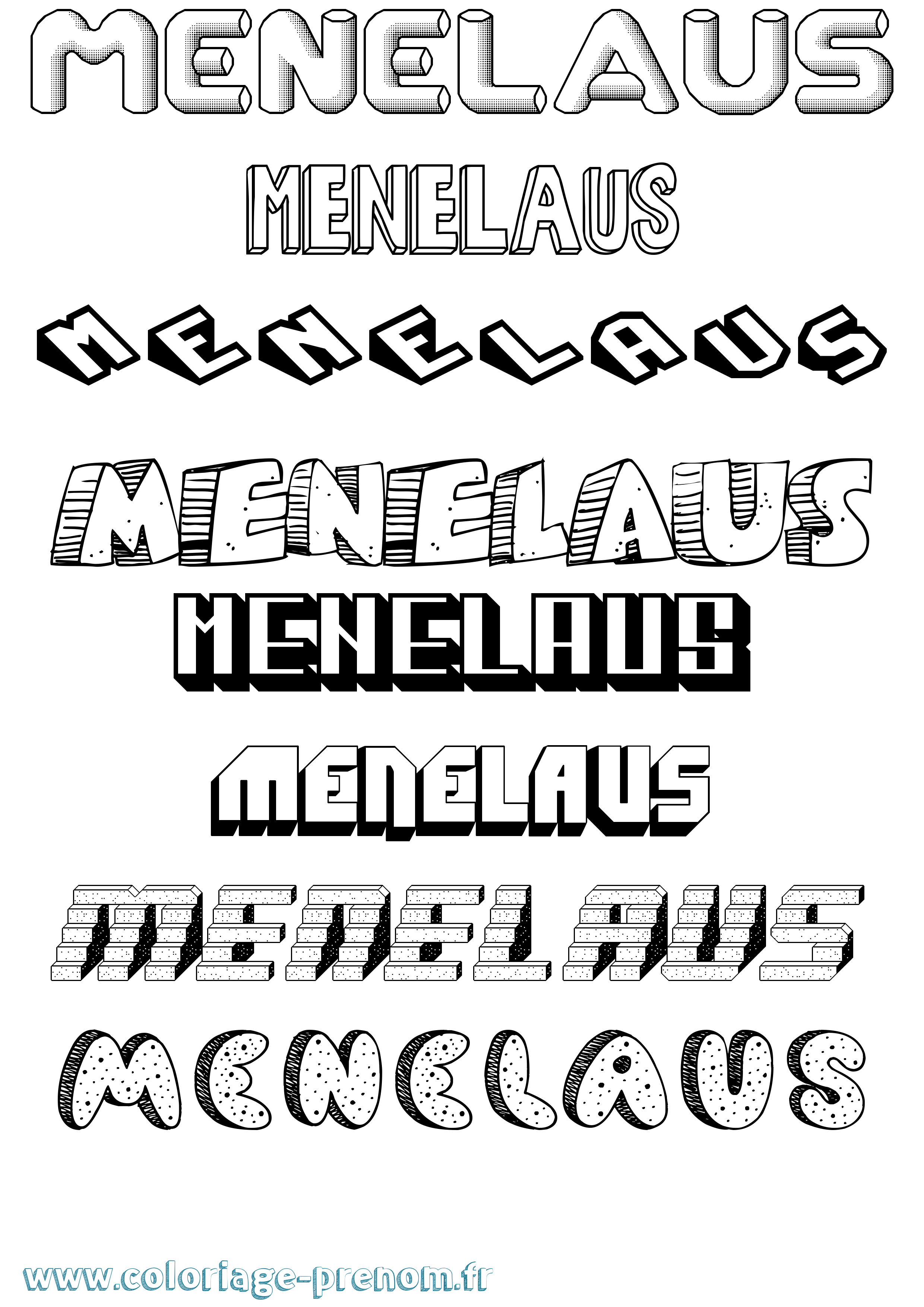 Coloriage prénom Menelaus Effet 3D