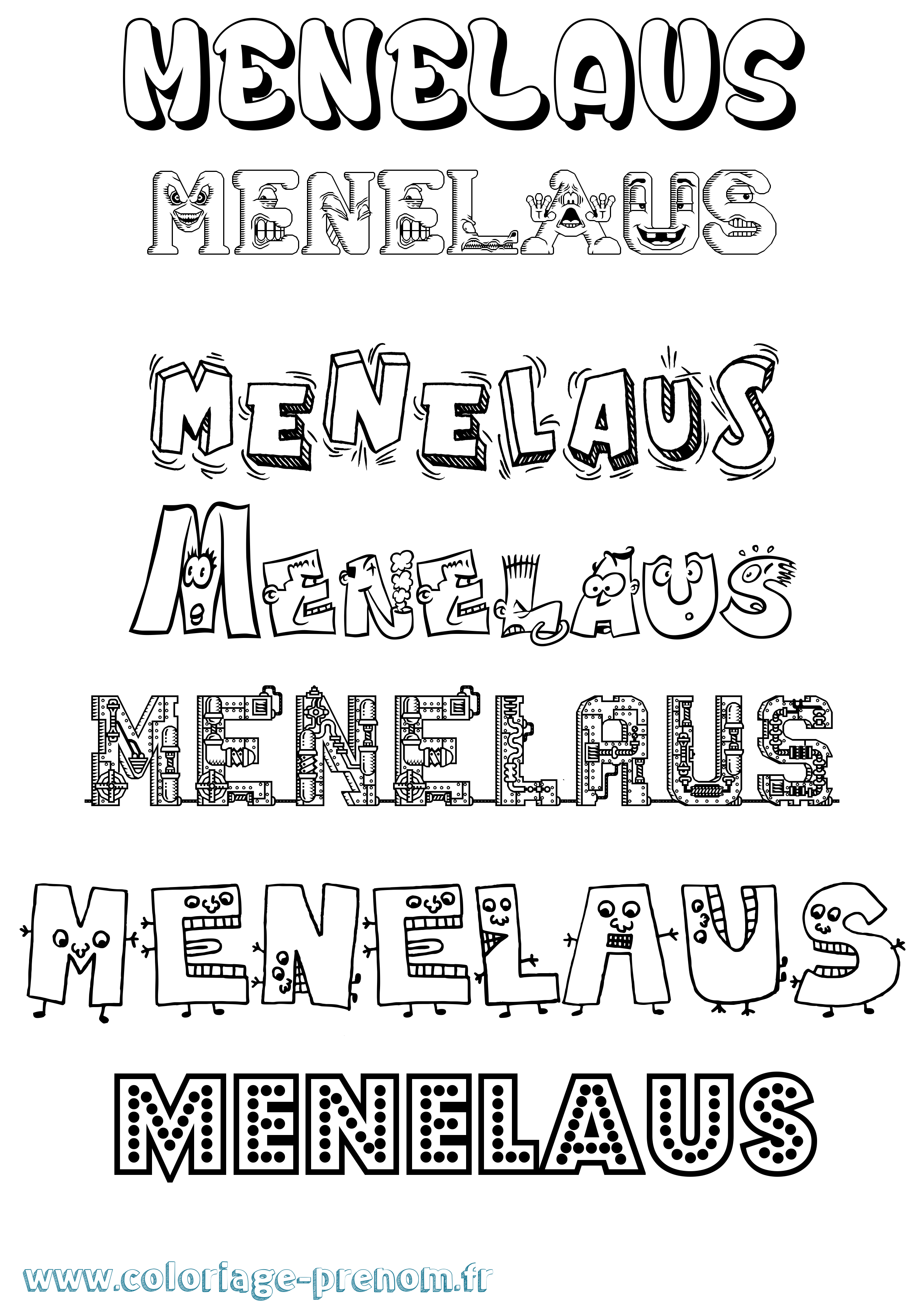 Coloriage prénom Menelaus Fun