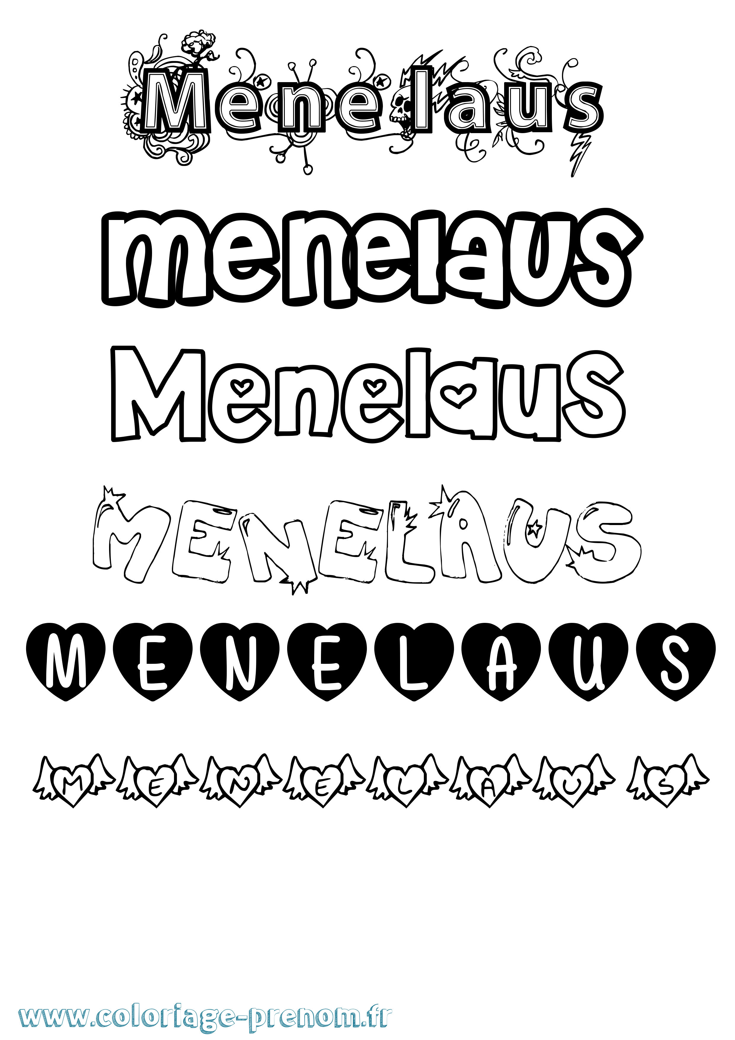 Coloriage prénom Menelaus Girly