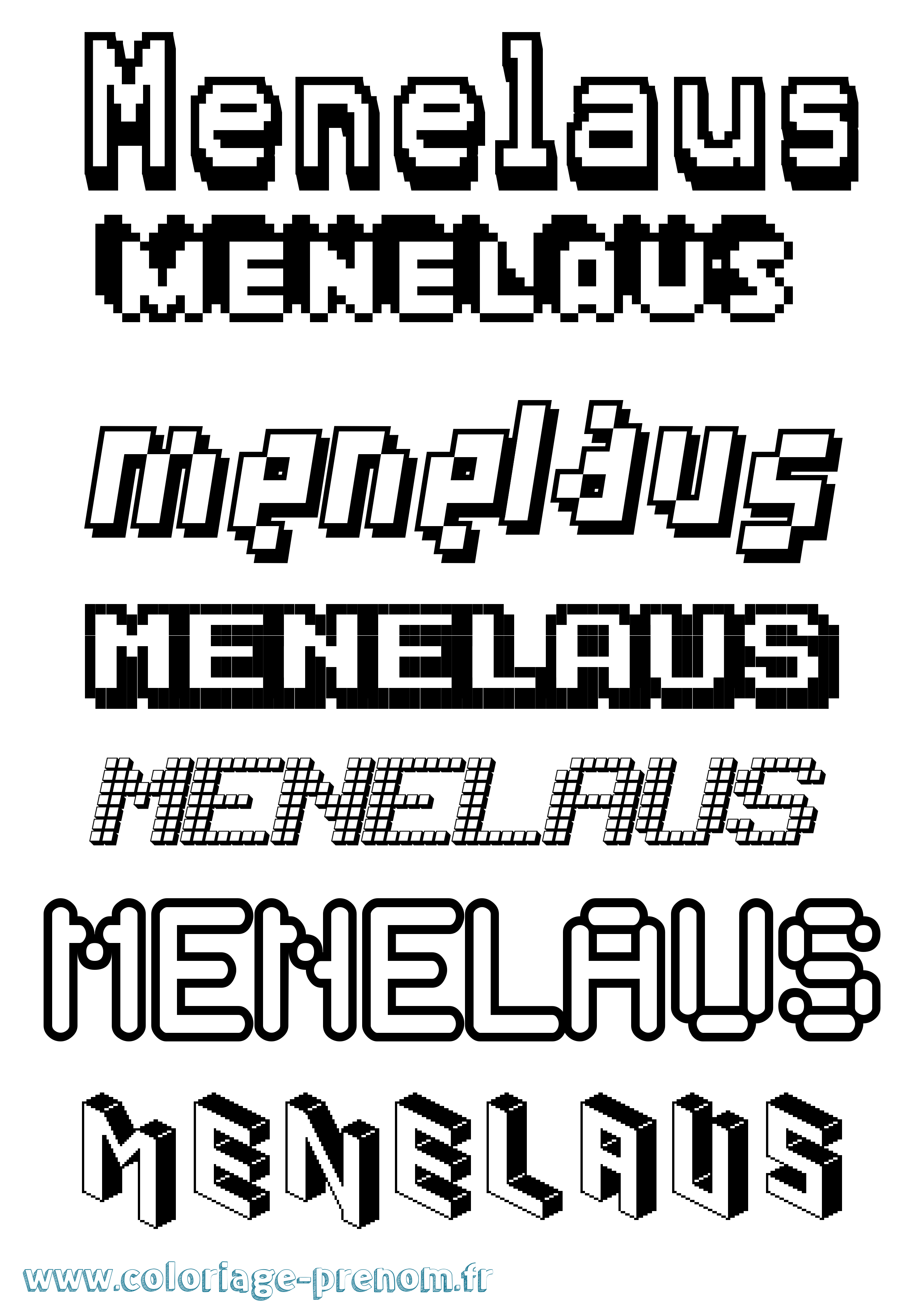 Coloriage prénom Menelaus Pixel