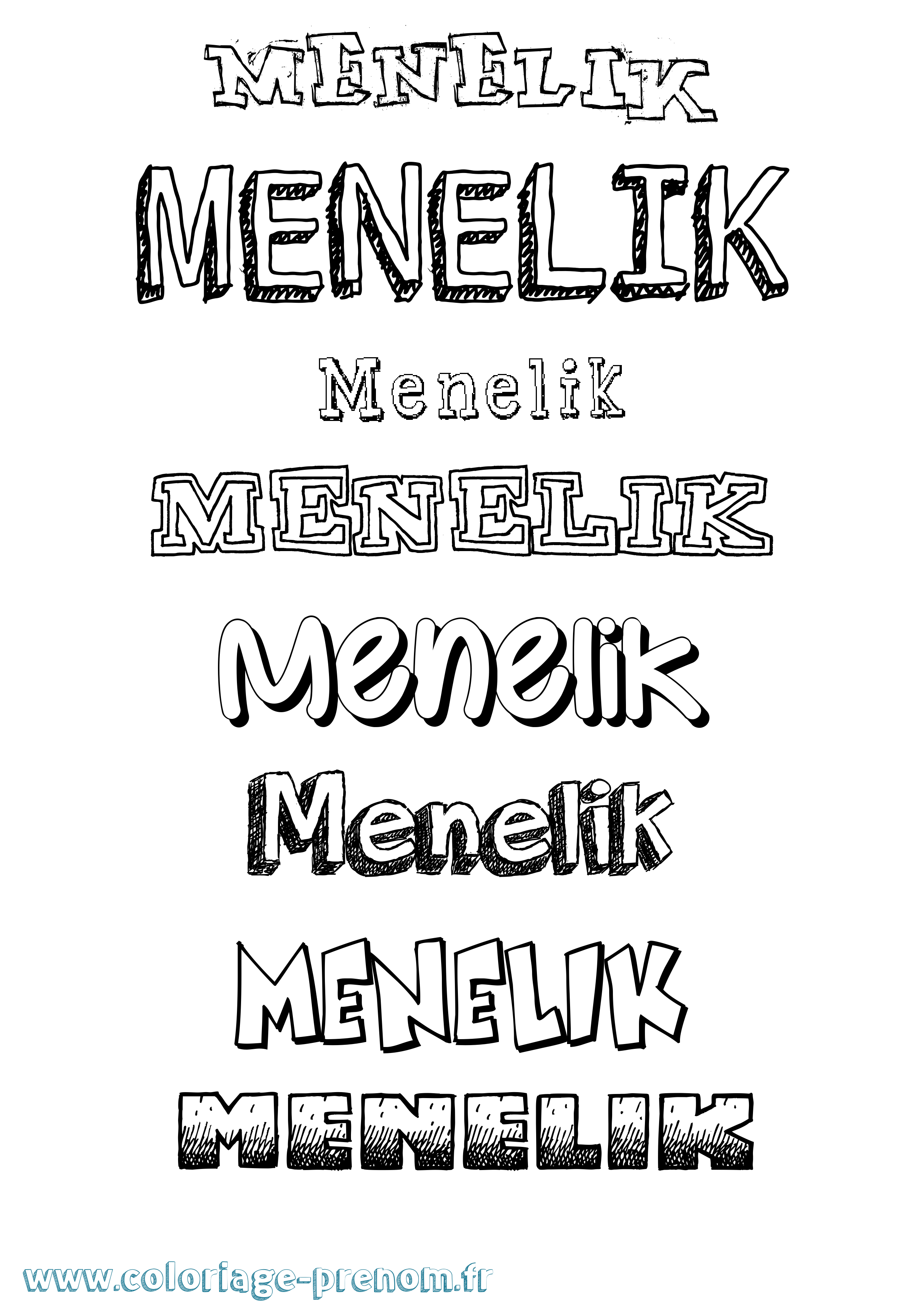Coloriage prénom Menelik Dessiné