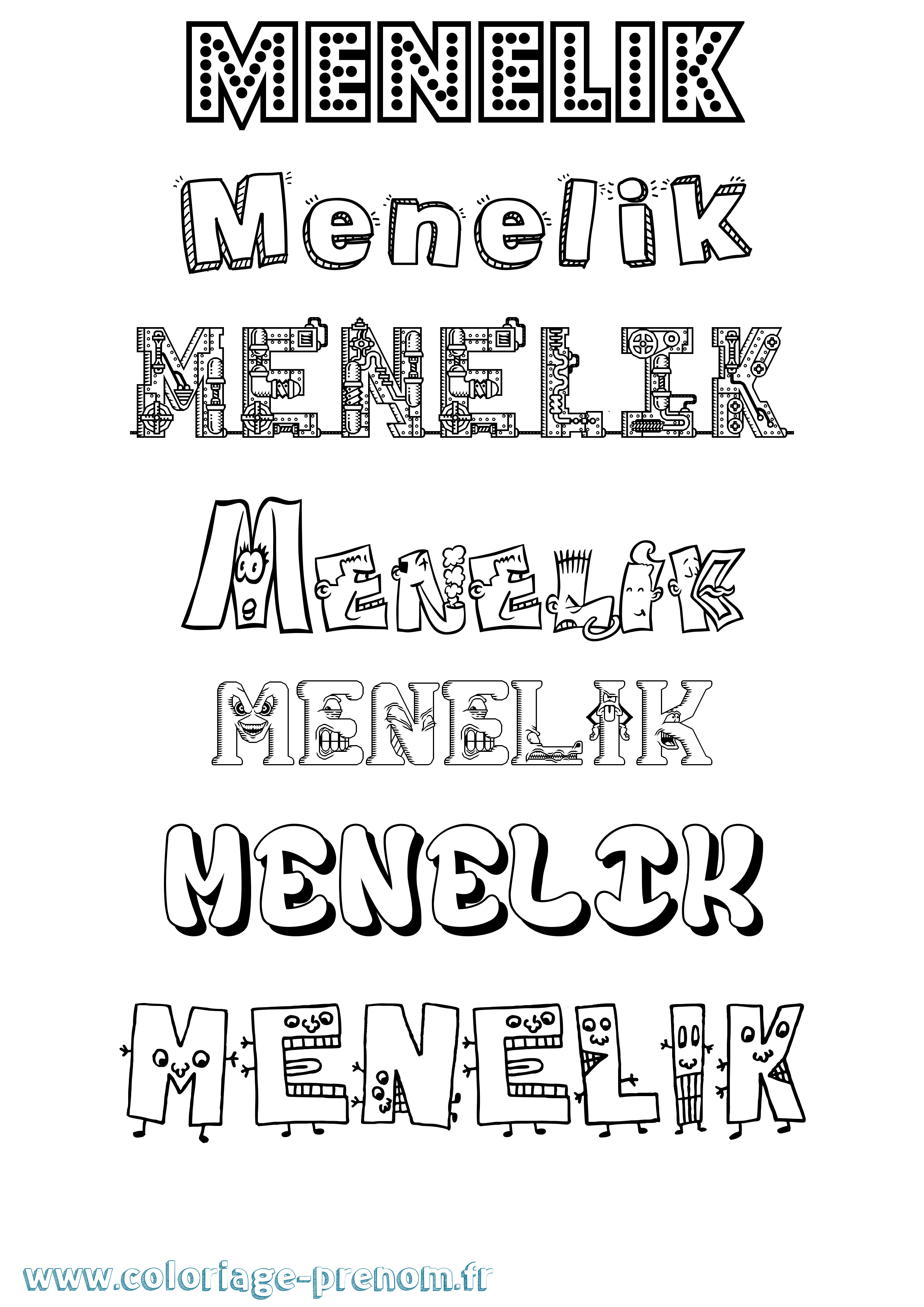 Coloriage prénom Menelik Fun