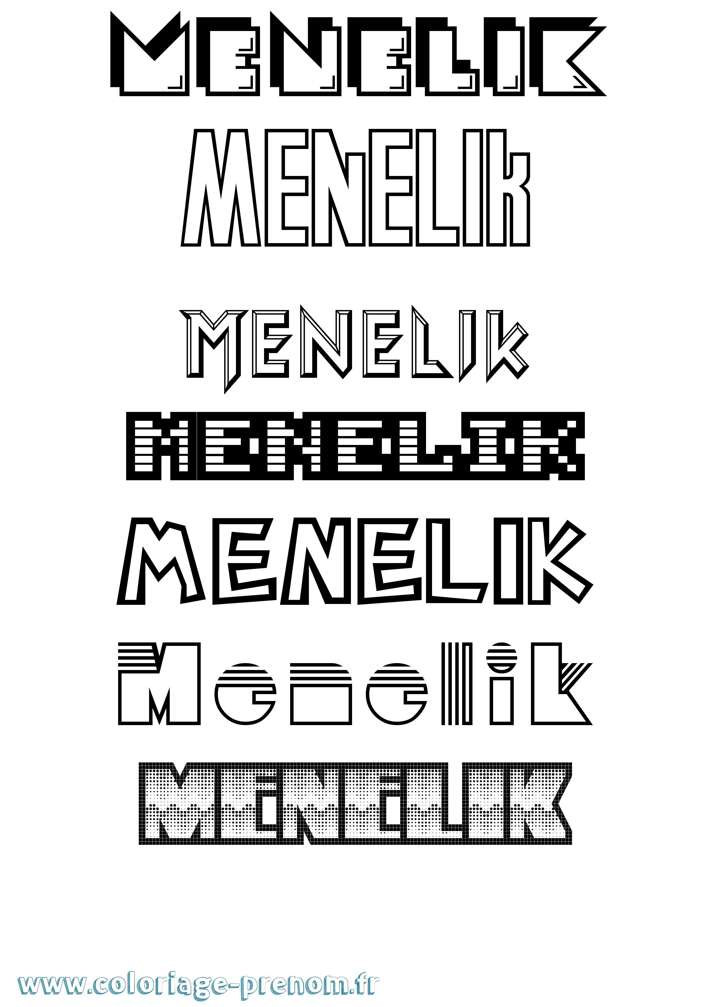 Coloriage Menelik Jeux Vidéos Coloriage prénom Menelik Jeux Vidéos