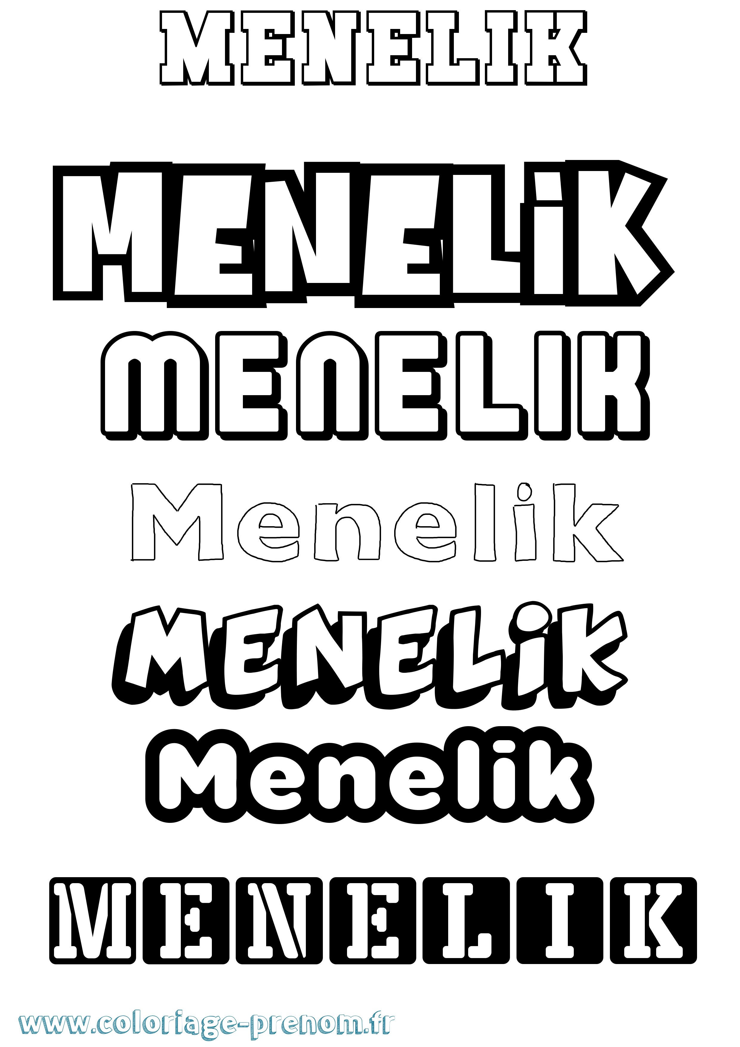Coloriage prénom Menelik Simple