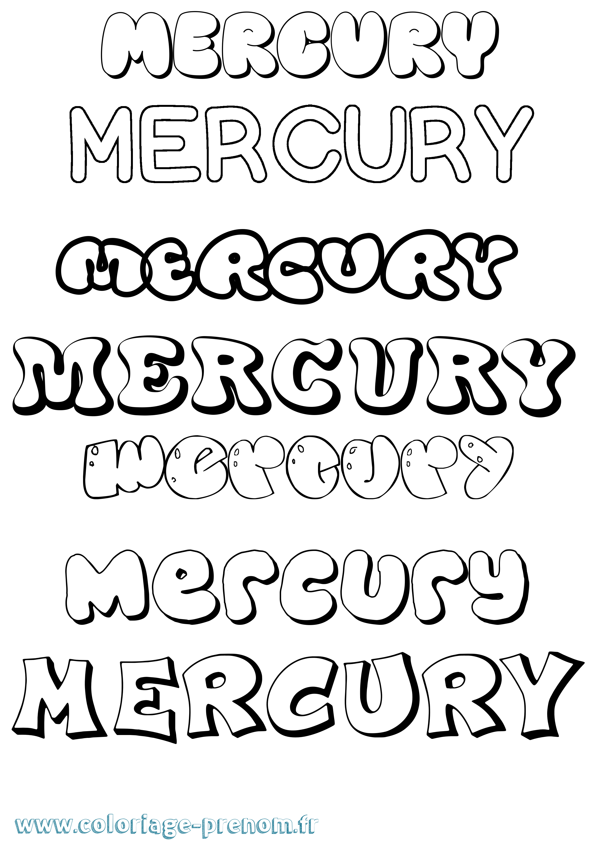 Coloriage prénom Mercury Bubble