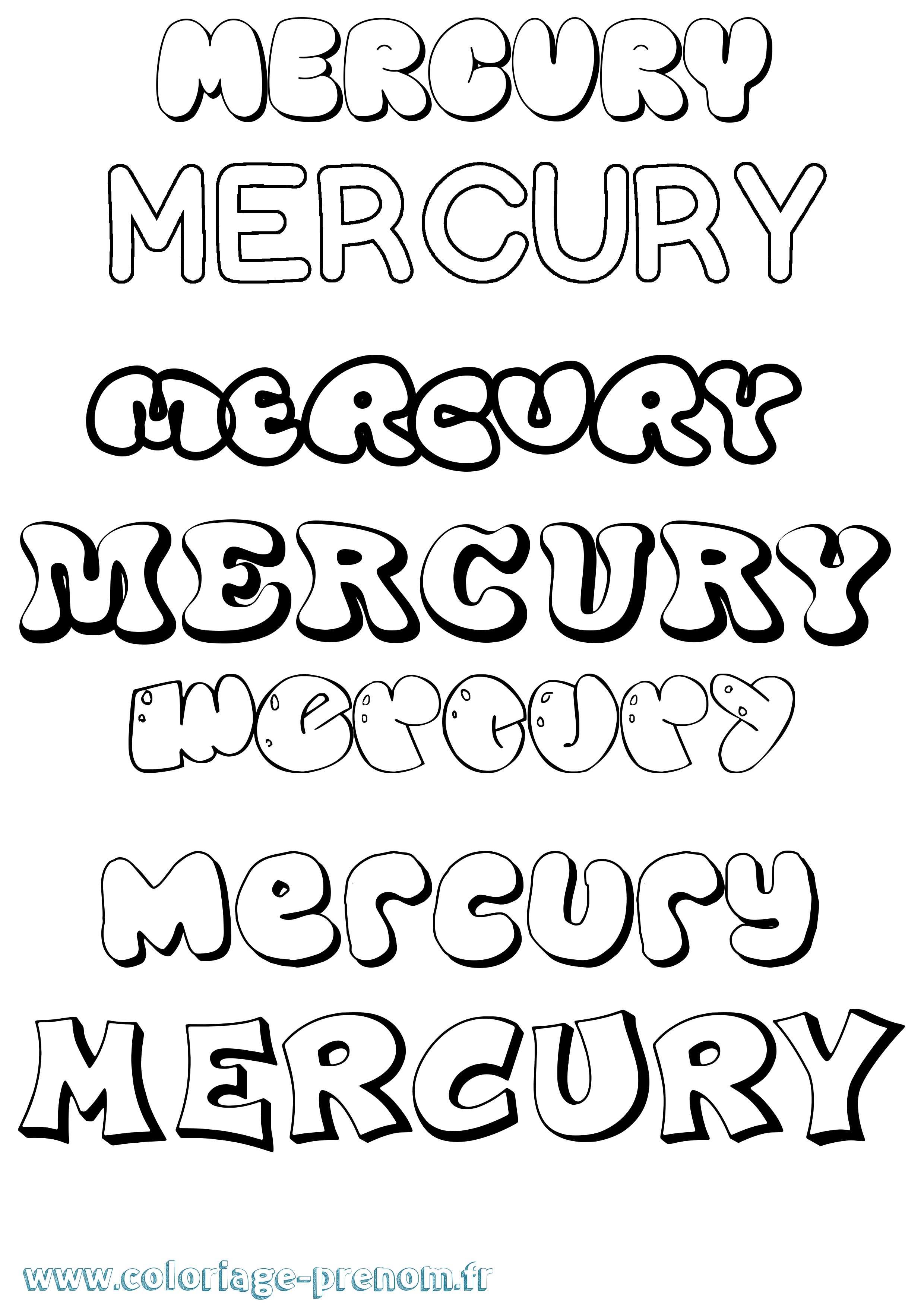 Coloriage Mercury Bubble Coloriage prénom Mercury Bubble