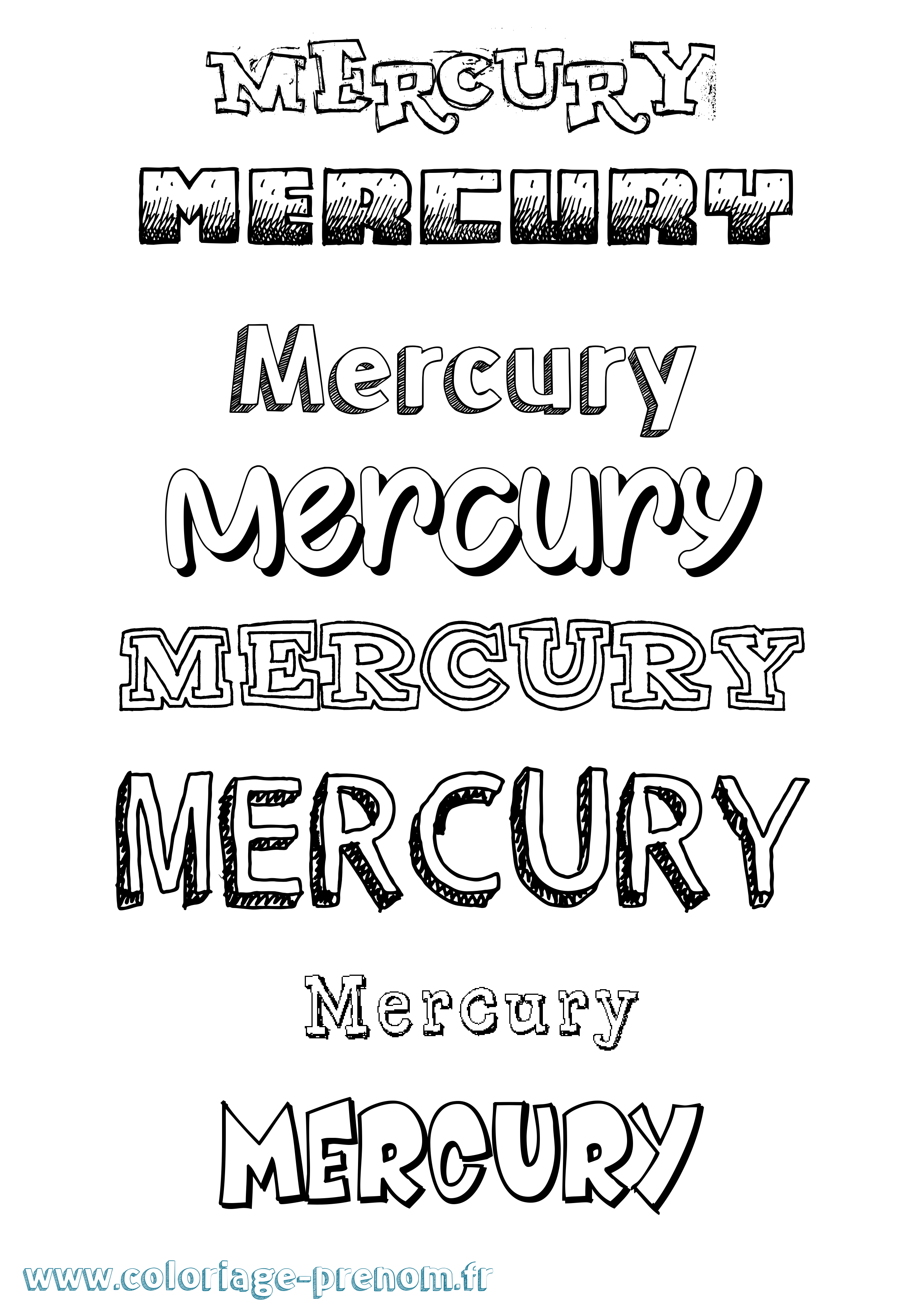 Coloriage prénom Mercury Dessiné