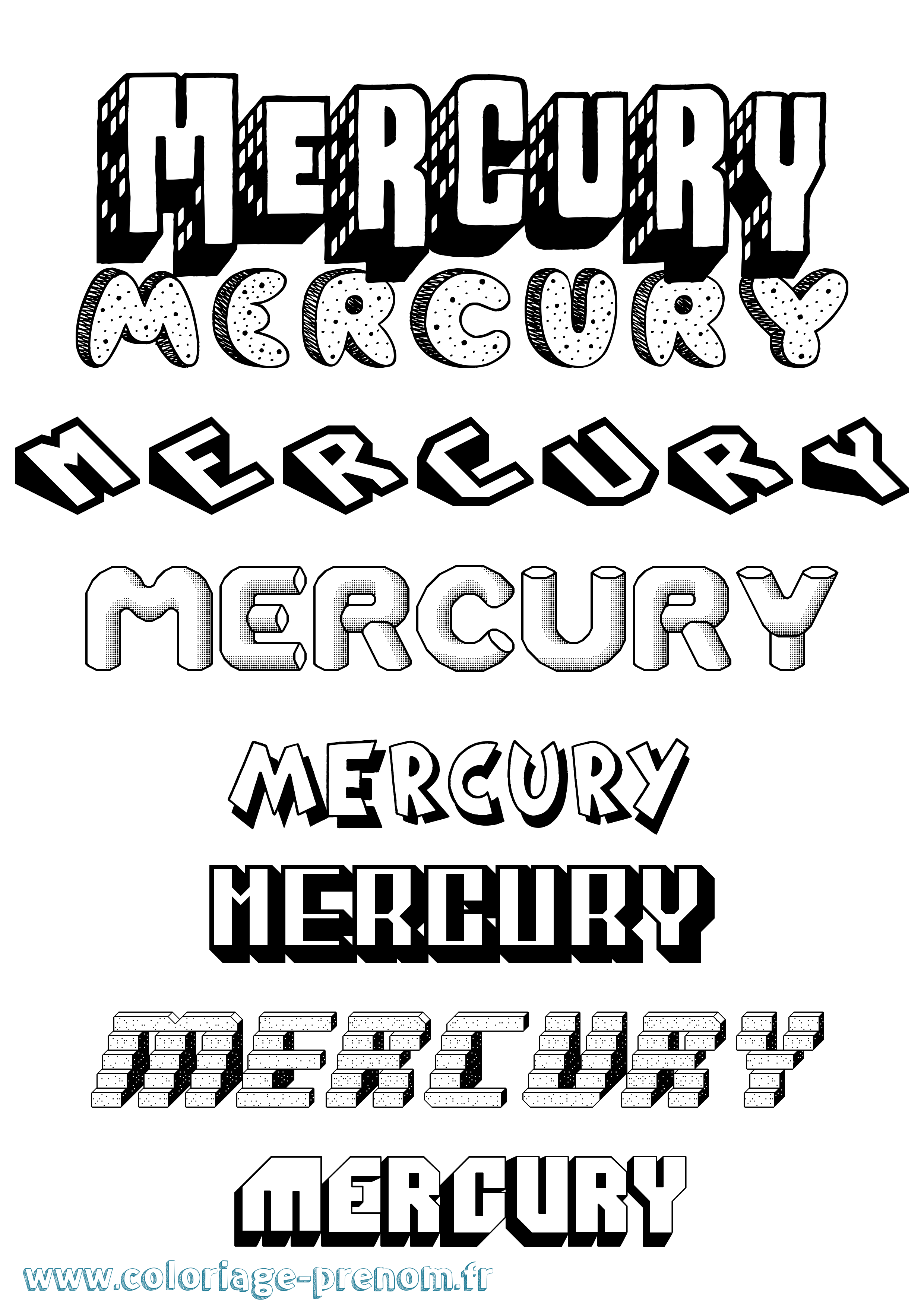 Coloriage Mercury Effet 3D Coloriage prénom Mercury Effet 3D