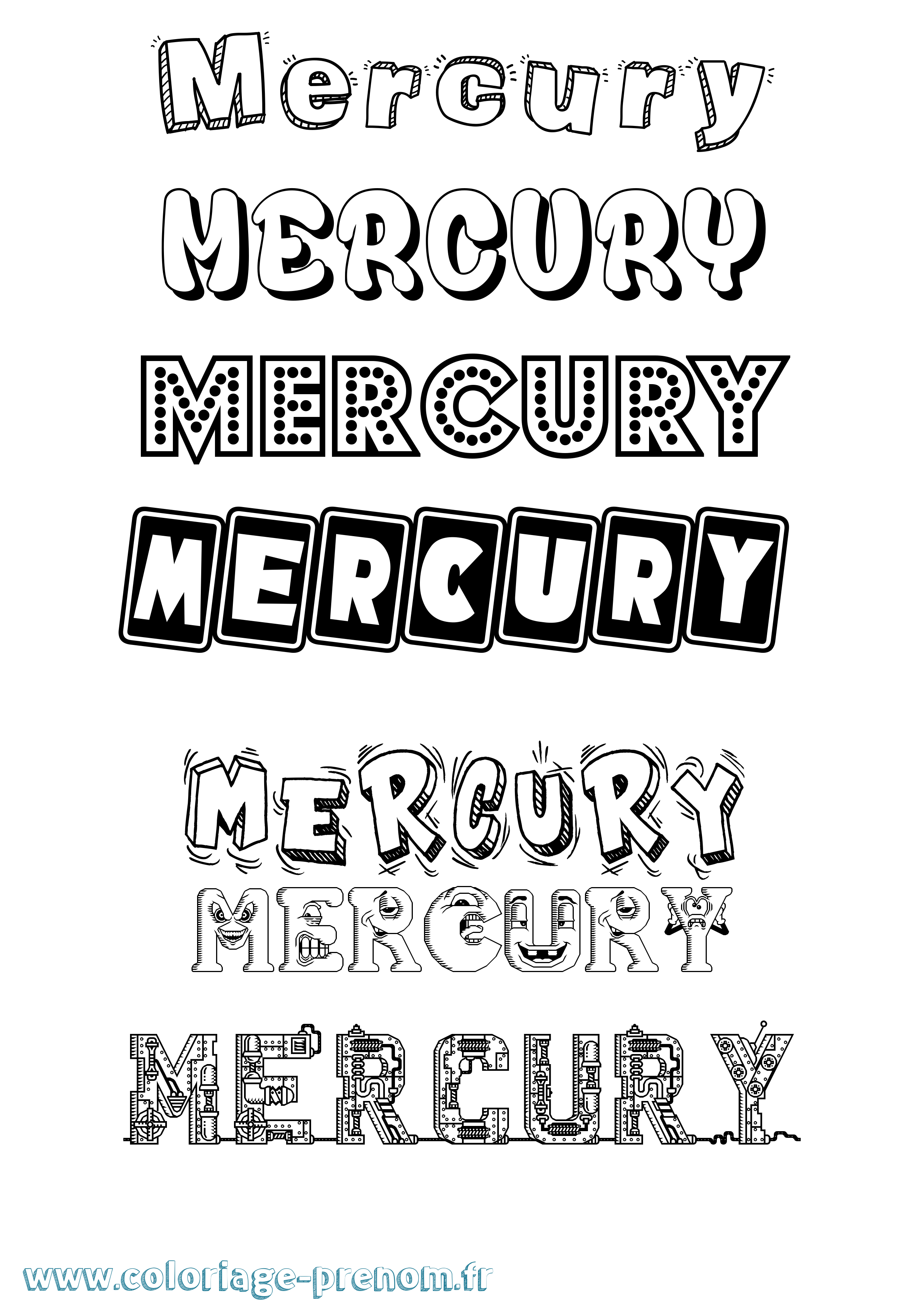 Coloriage Mercury Fun Coloriage prénom Mercury Fun