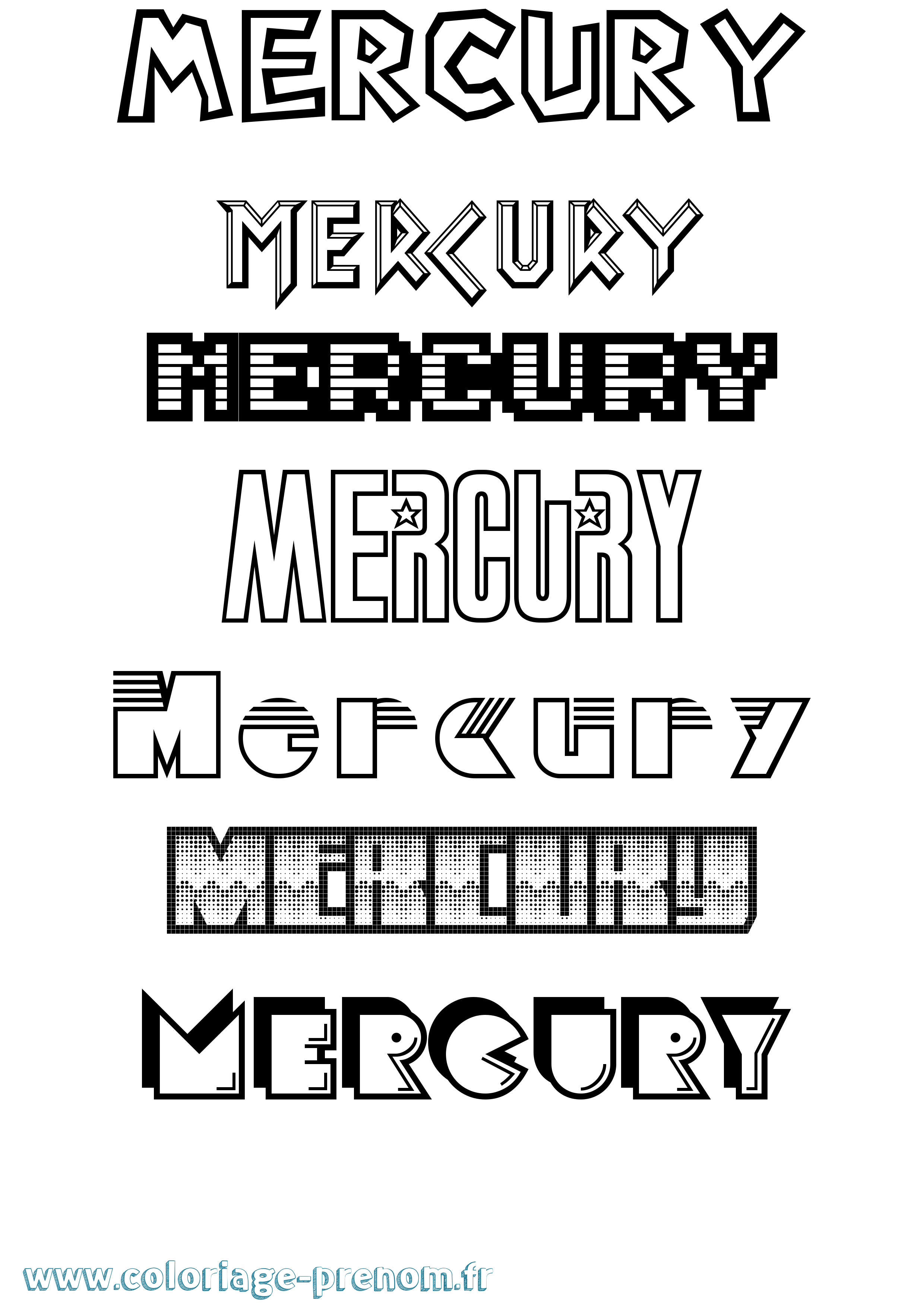 Coloriage prénom Mercury Jeux Vidéos
