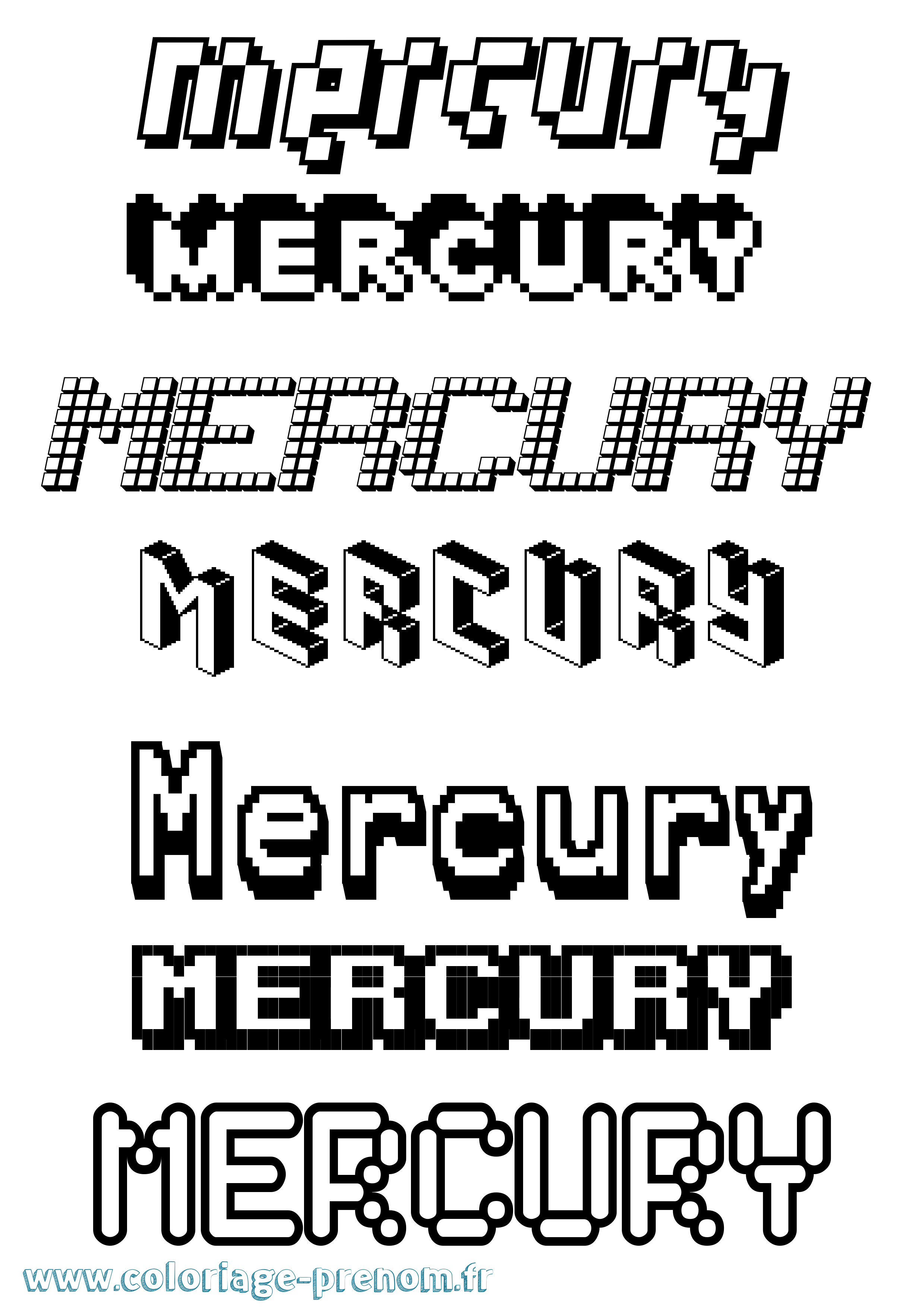 Coloriage prénom Mercury Pixel