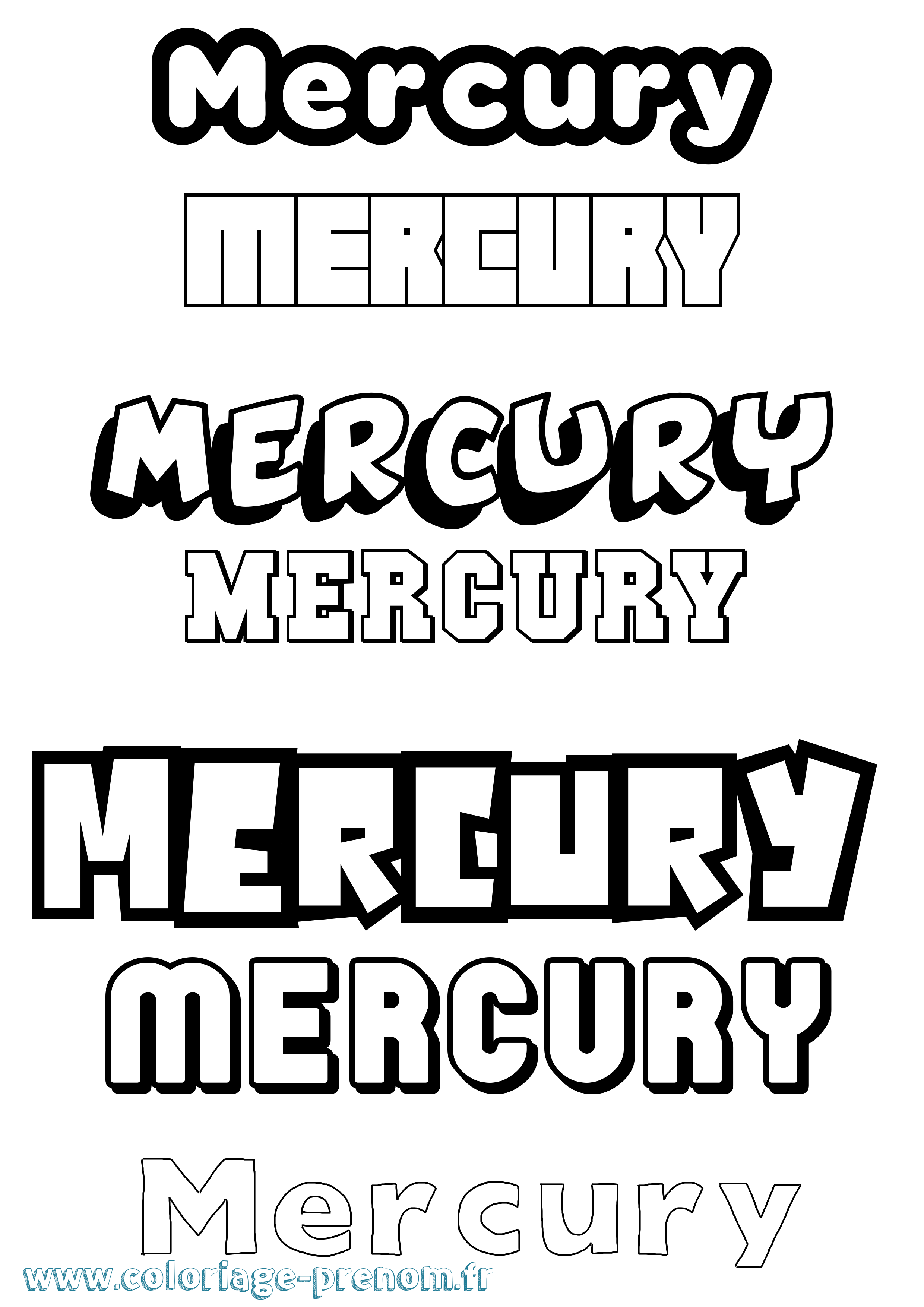 Coloriage Mercury Simple Coloriage prénom Mercury Simple