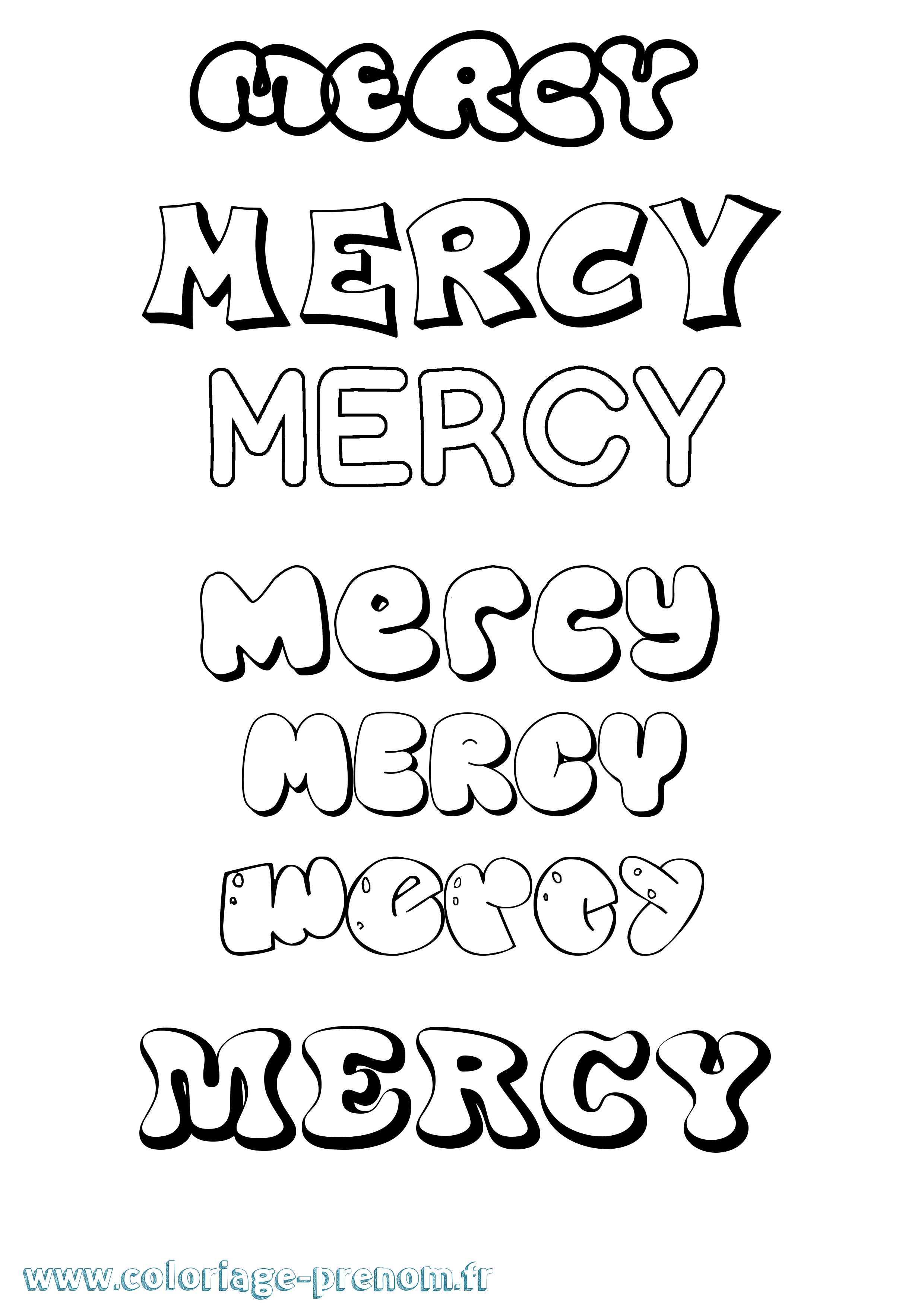 Coloriage Mercy Bubble Coloriage prénom Mercy Bubble