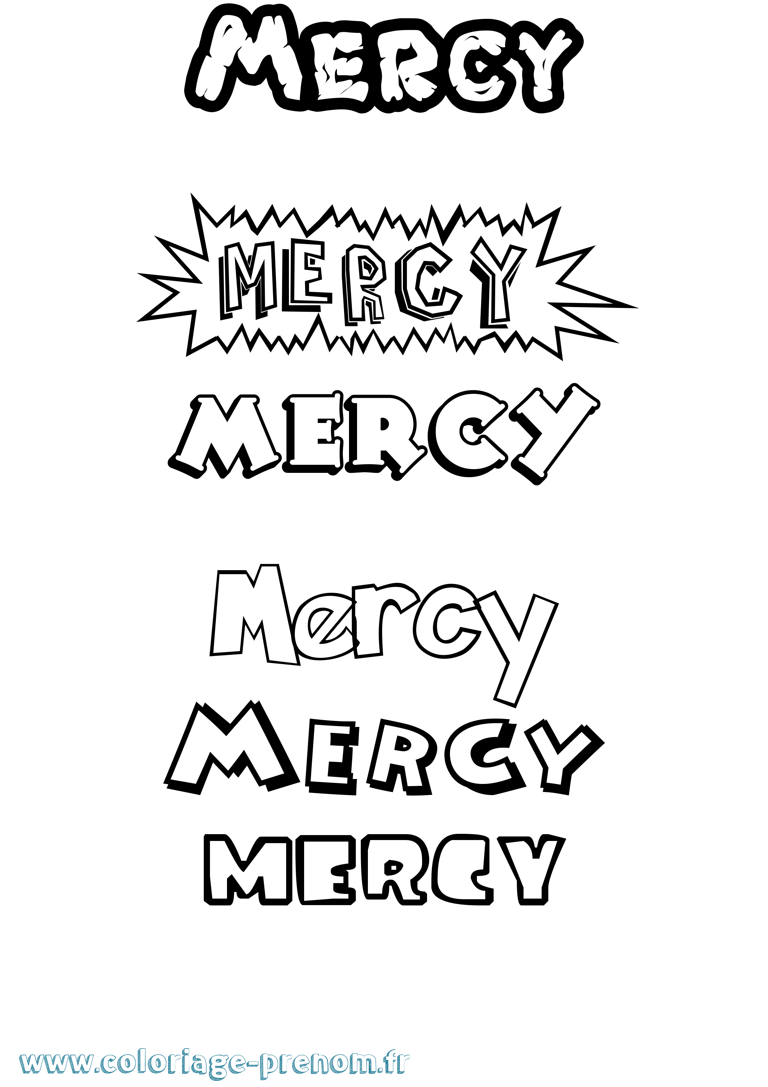 Coloriage Mercy Dessin Animé Coloriage prénom Mercy Dessin Animé