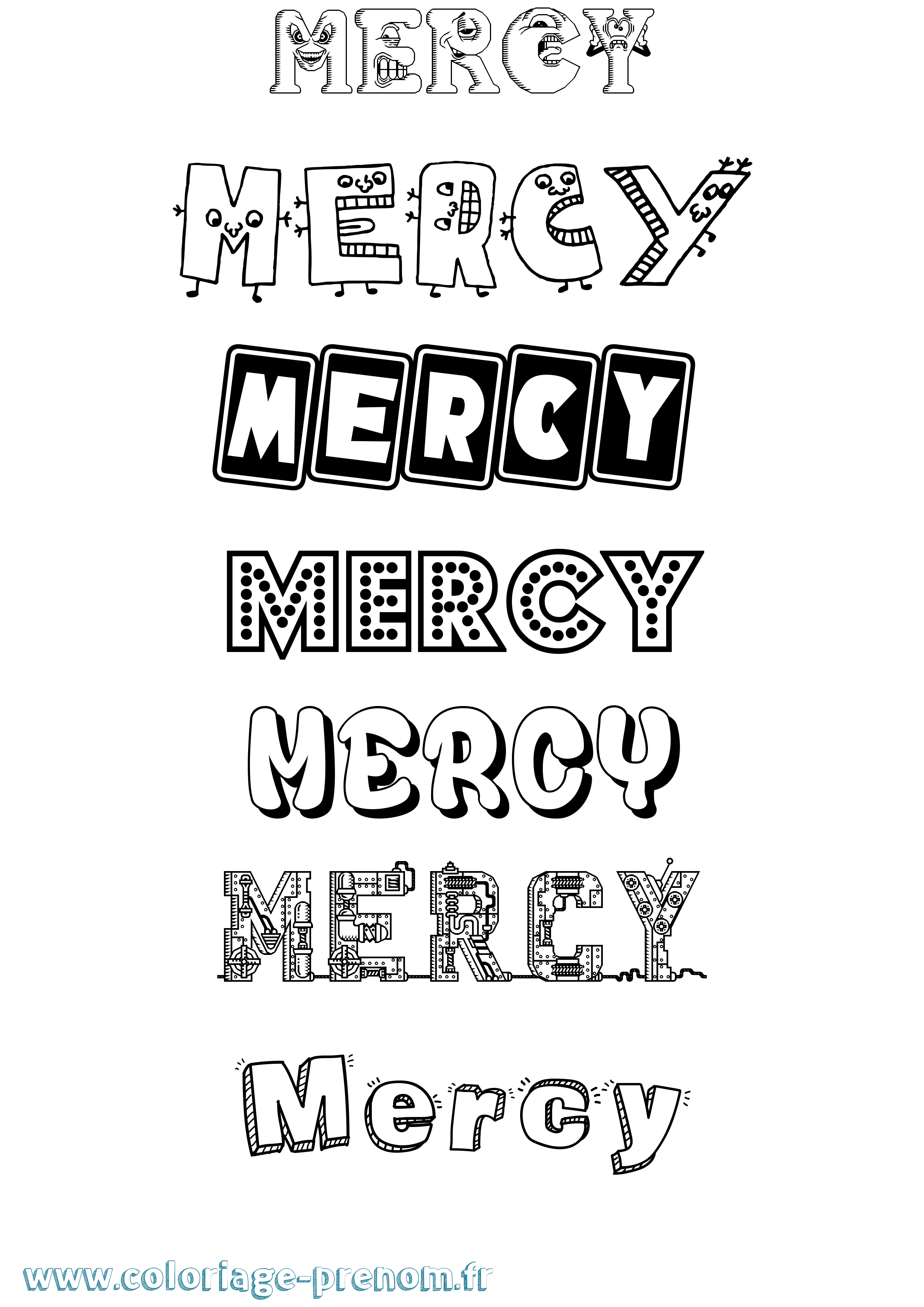 Coloriage Mercy Fun Coloriage prénom Mercy Fun