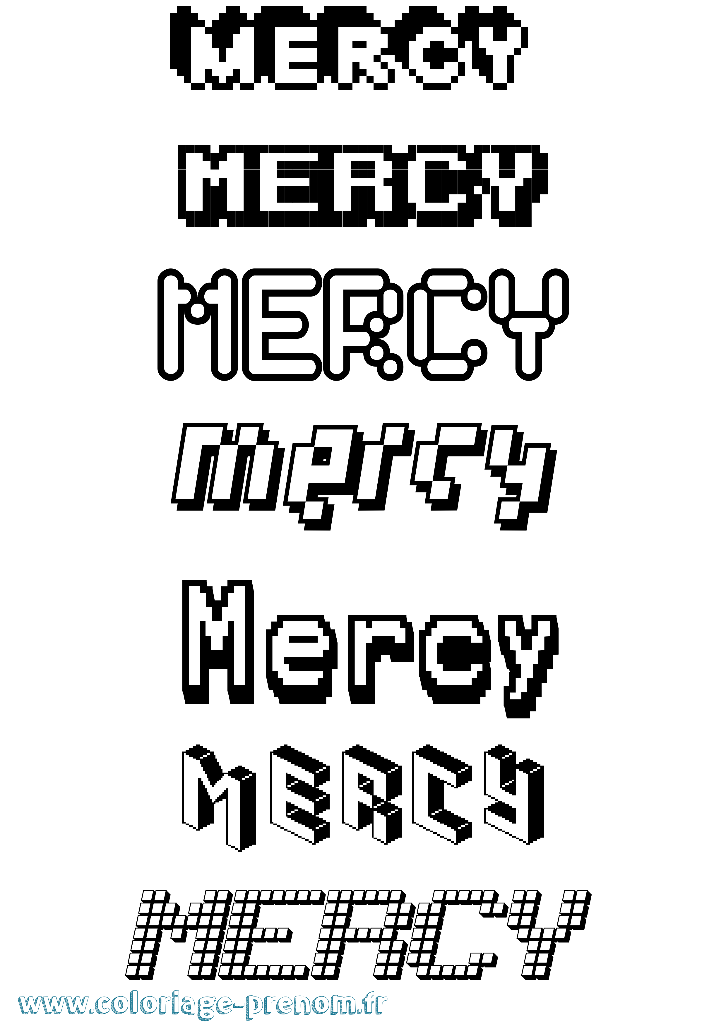 Coloriage Mercy Pixel Coloriage prénom Mercy Pixel