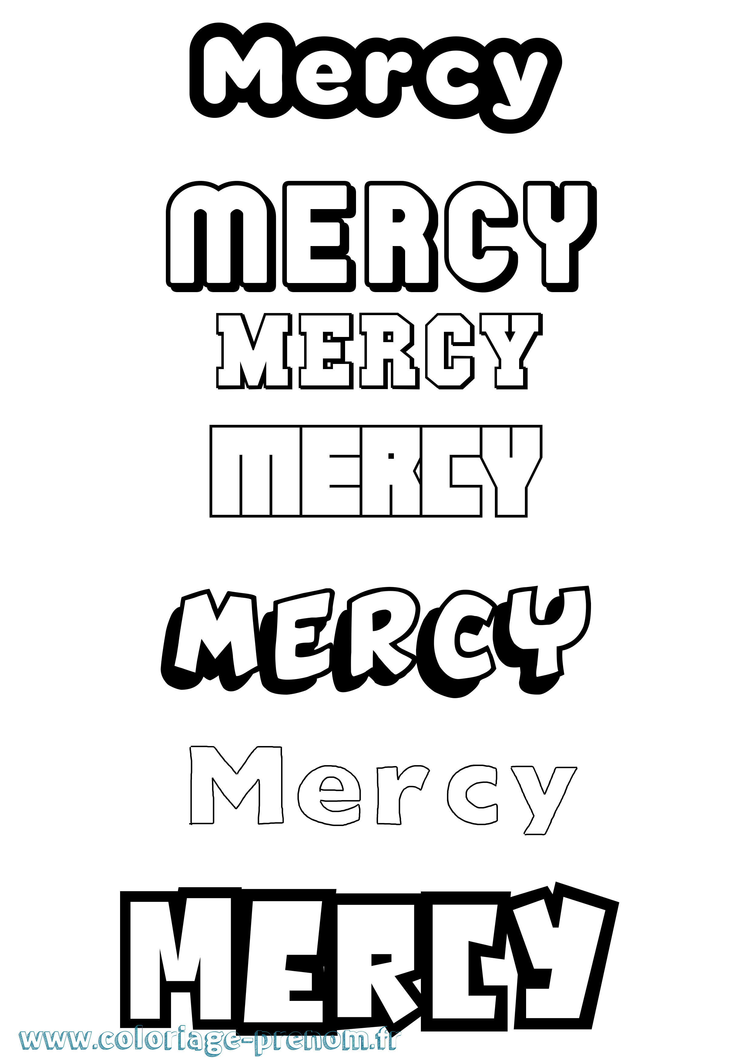Coloriage Mercy Simple Coloriage prénom Mercy Simple