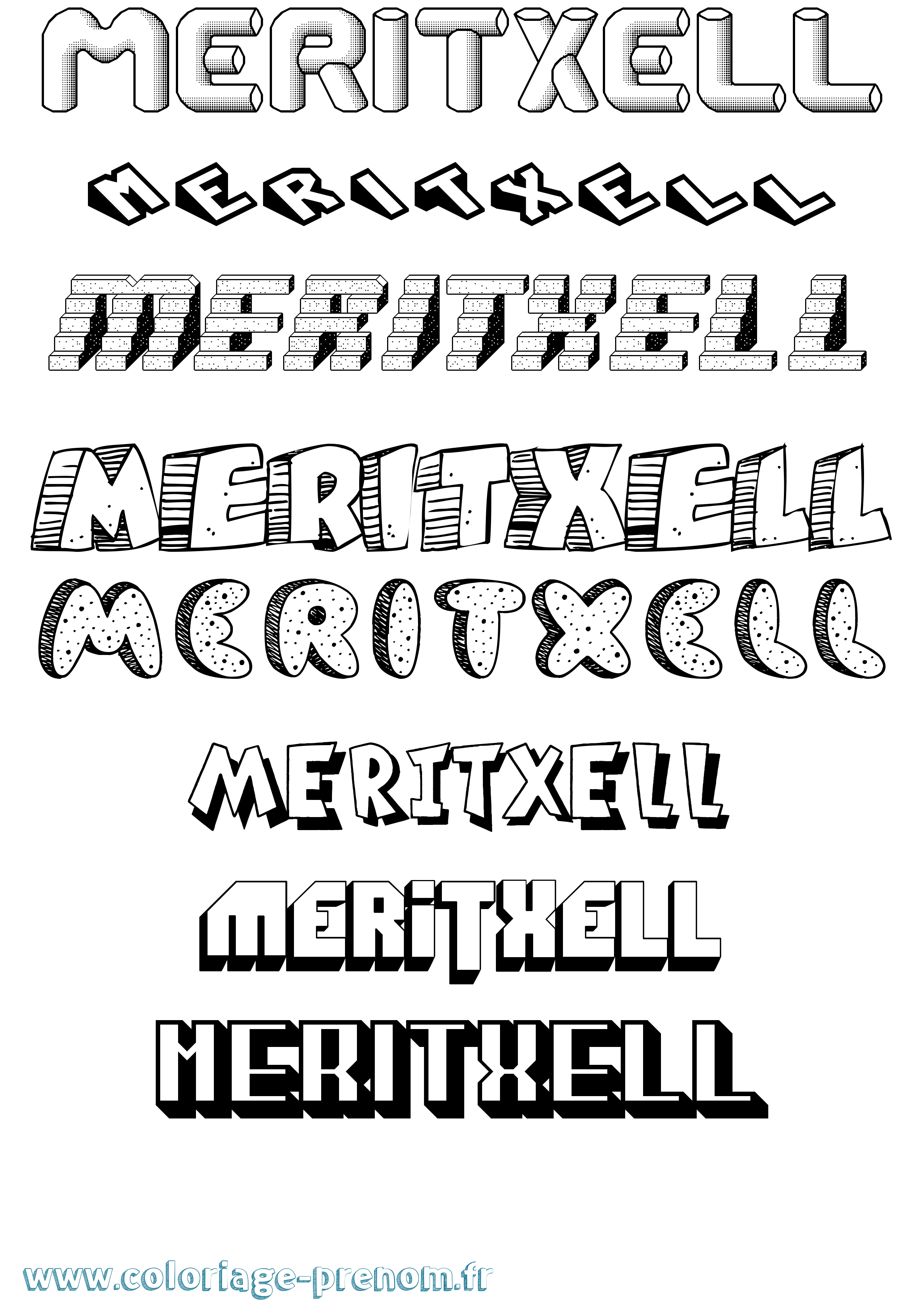Coloriage prénom Meritxell Effet 3D