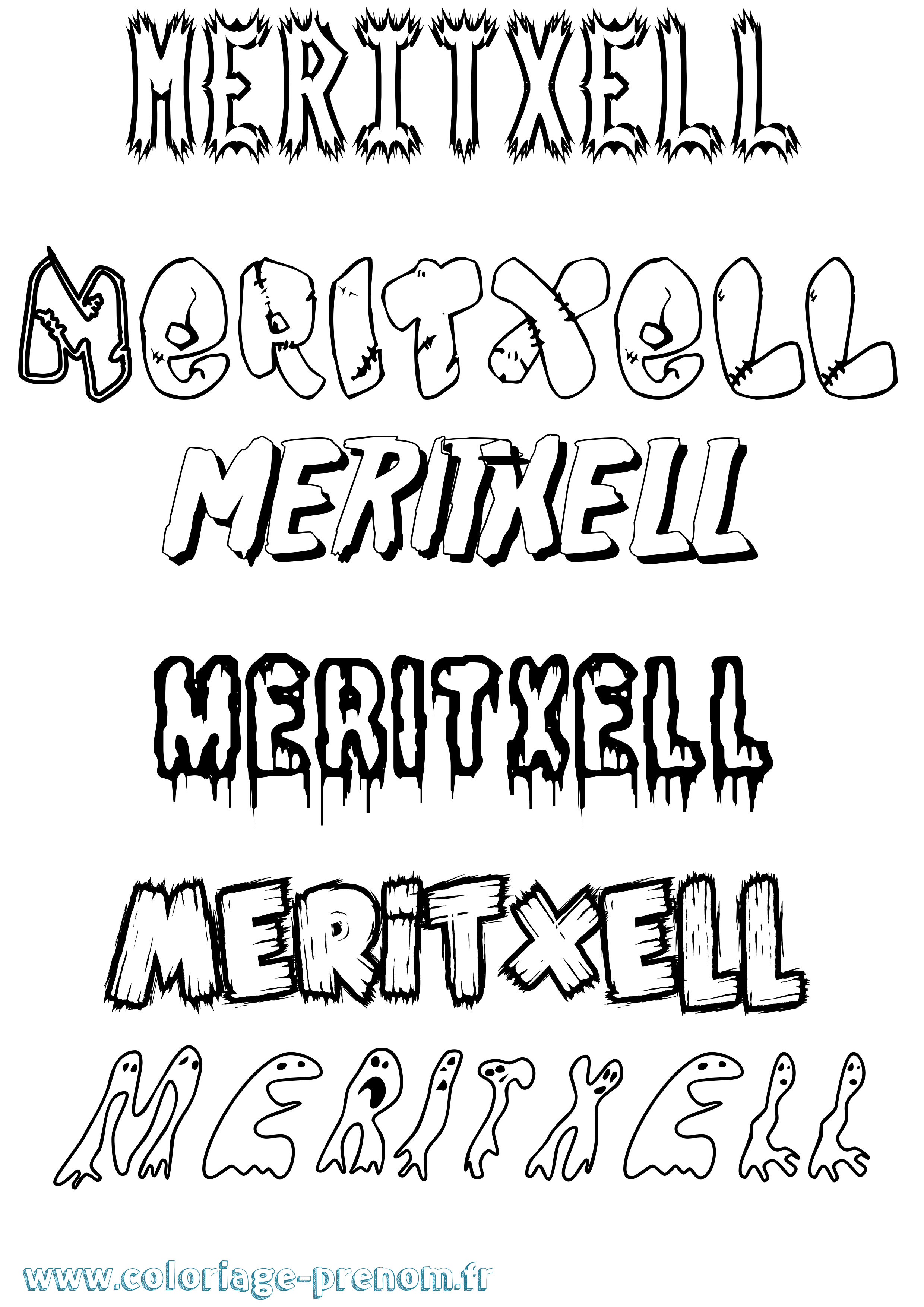 Coloriage prénom Meritxell Frisson