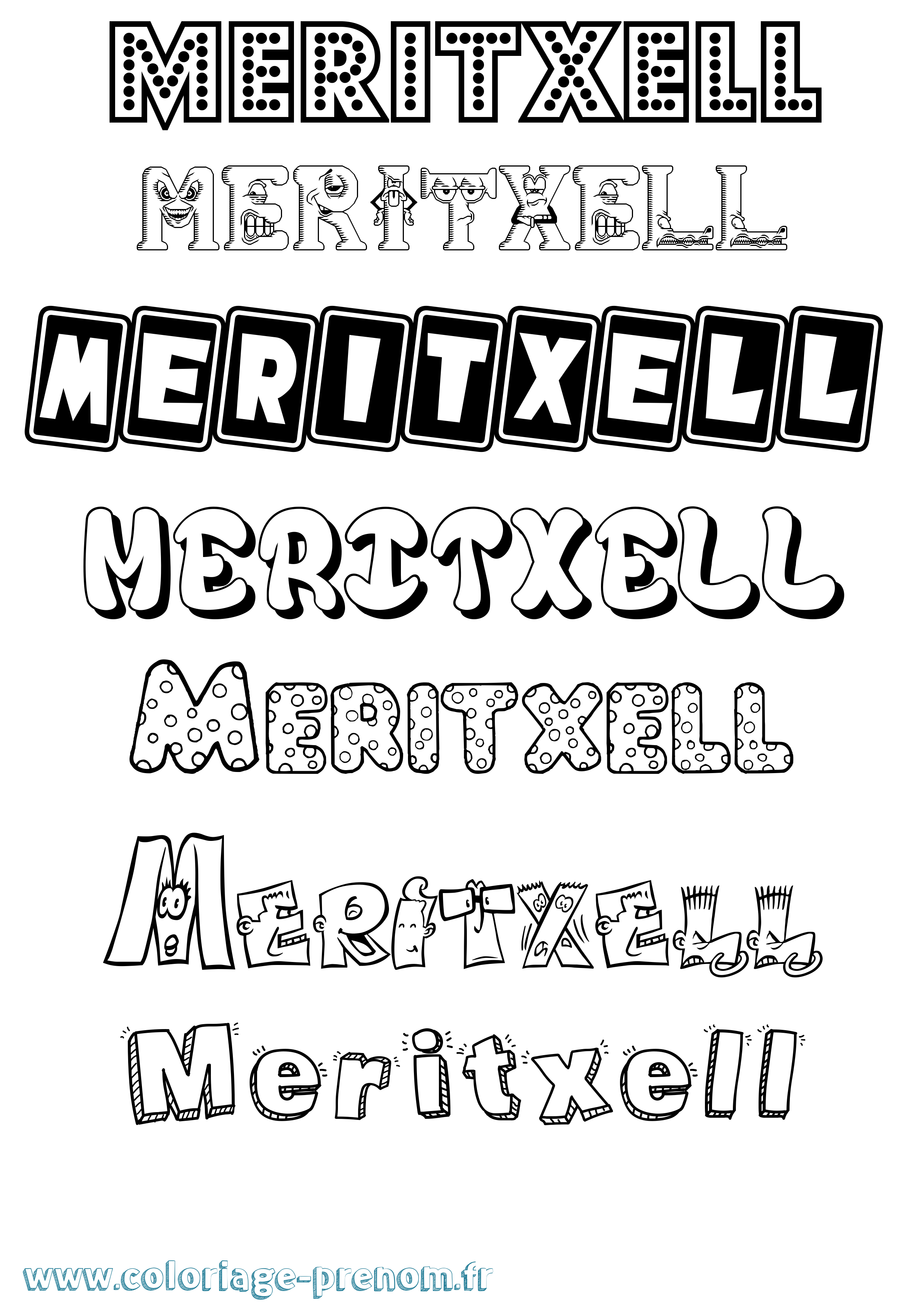 Coloriage prénom Meritxell Fun