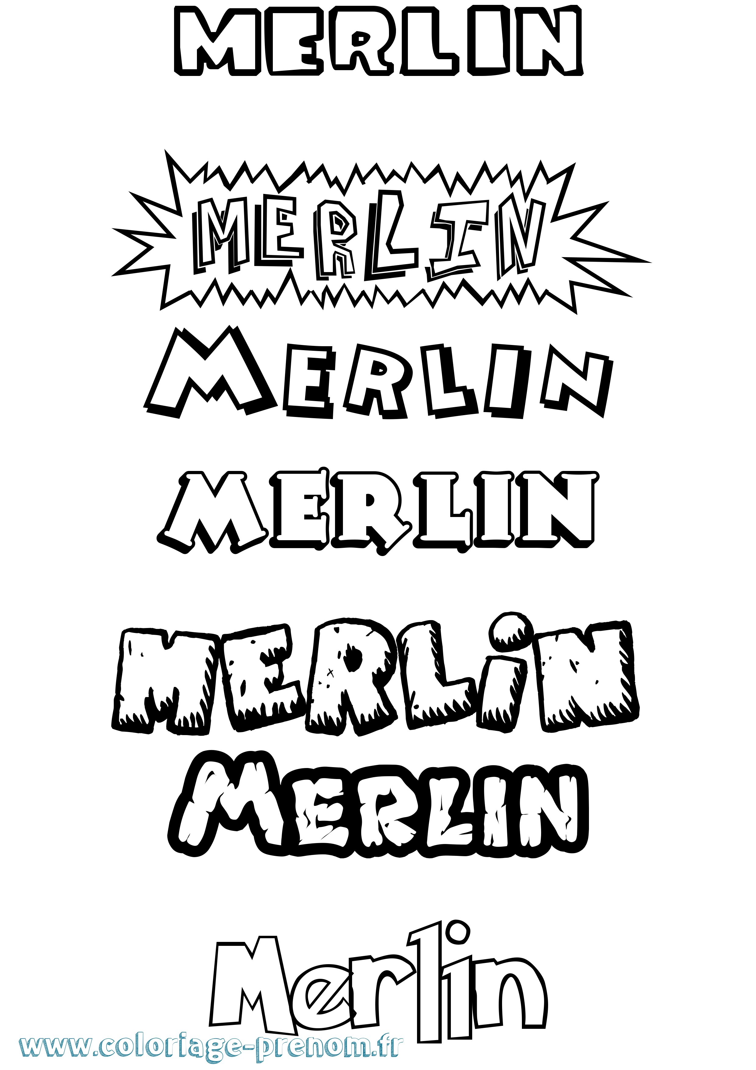 Coloriage prénom Merlin Dessin Animé