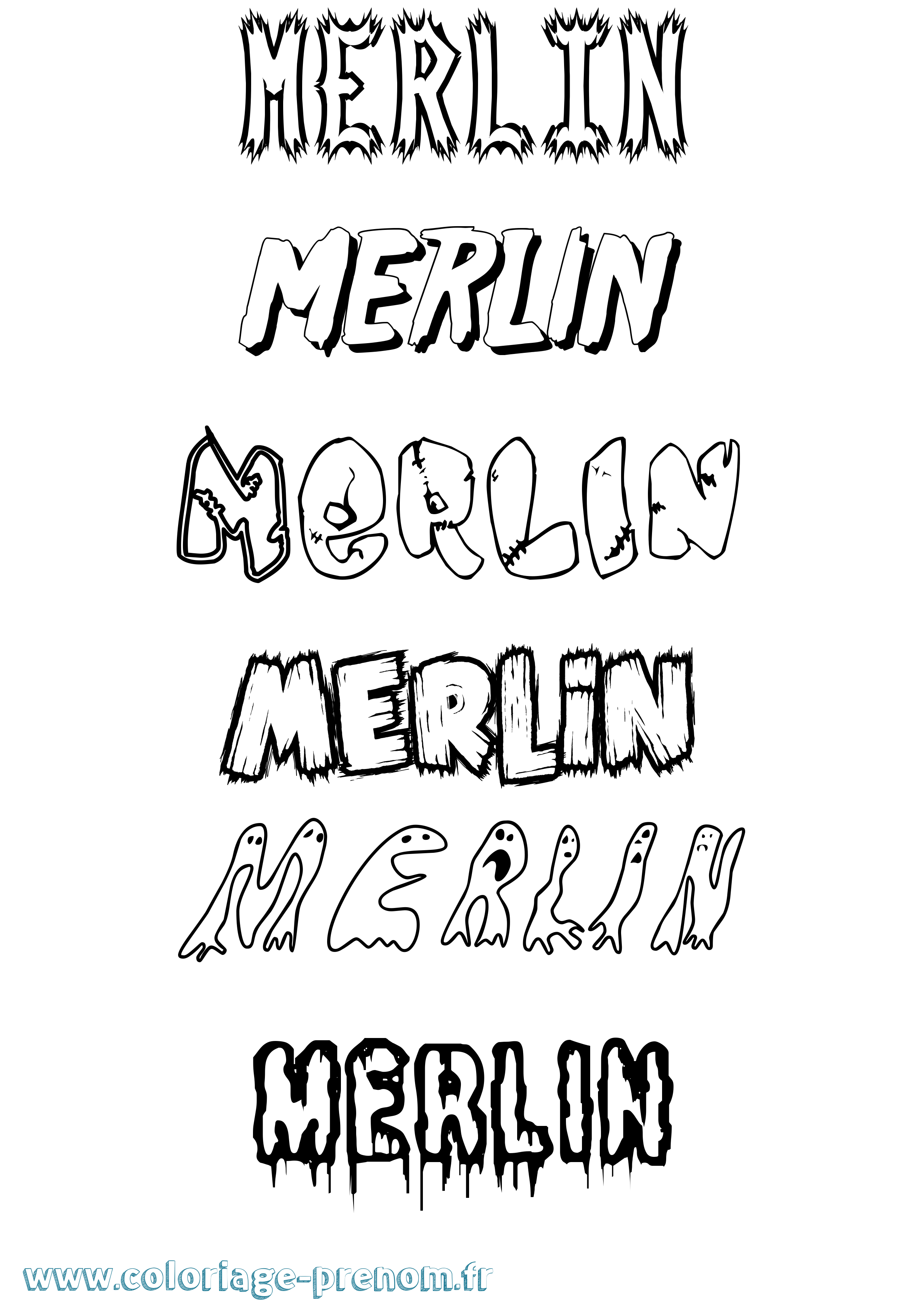 Coloriage prénom Merlin Frisson