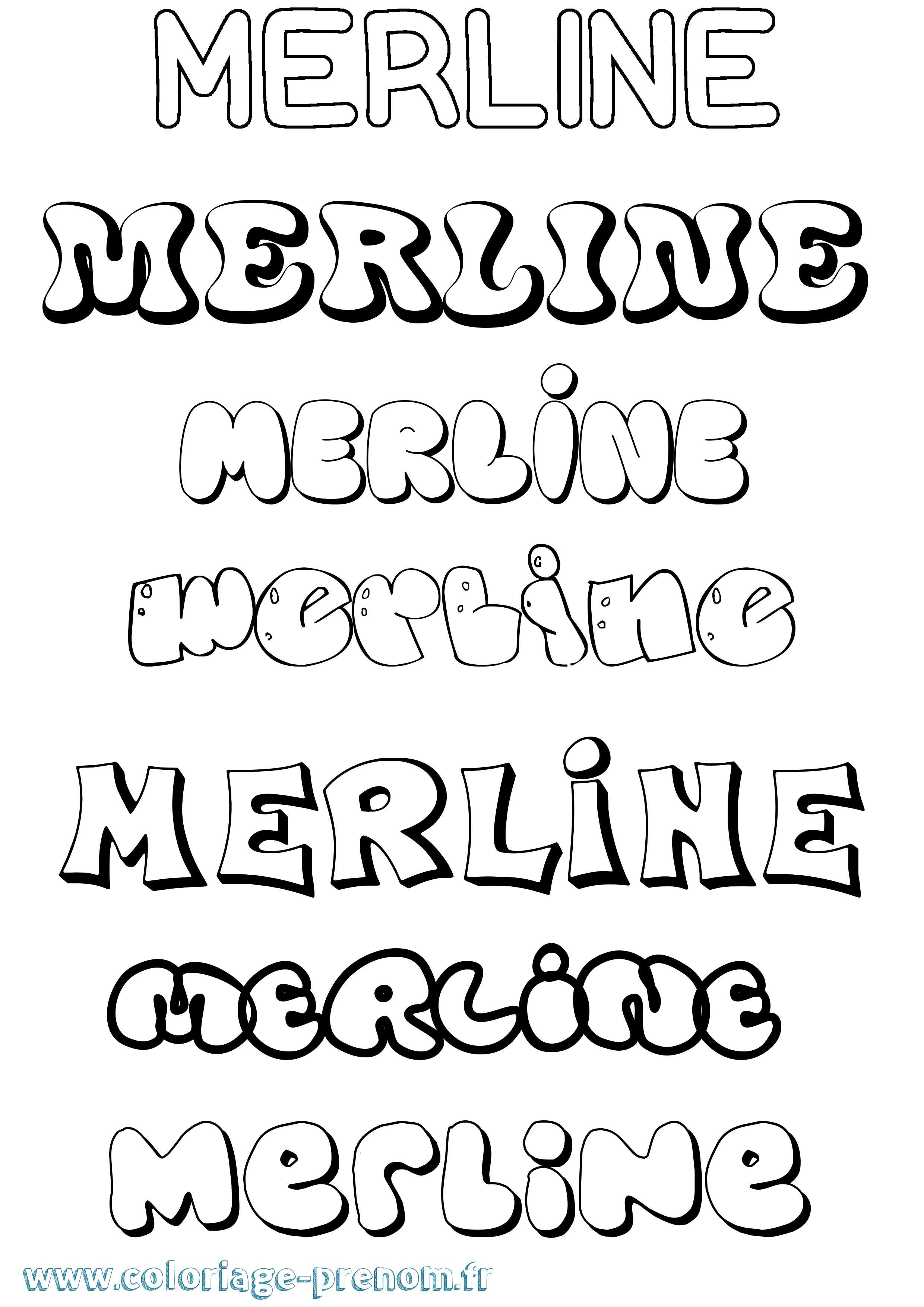 Coloriage prénom Merline Bubble