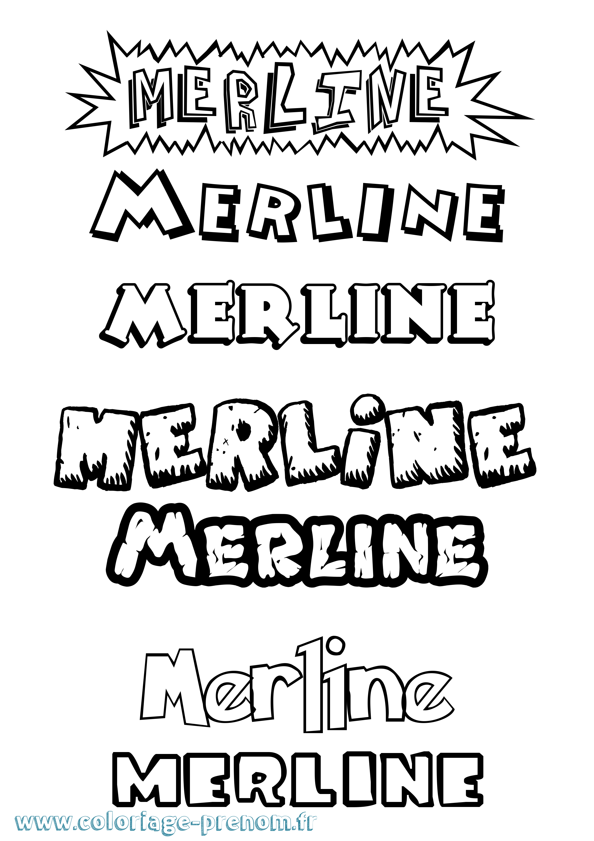 Coloriage prénom Merline Dessin Animé