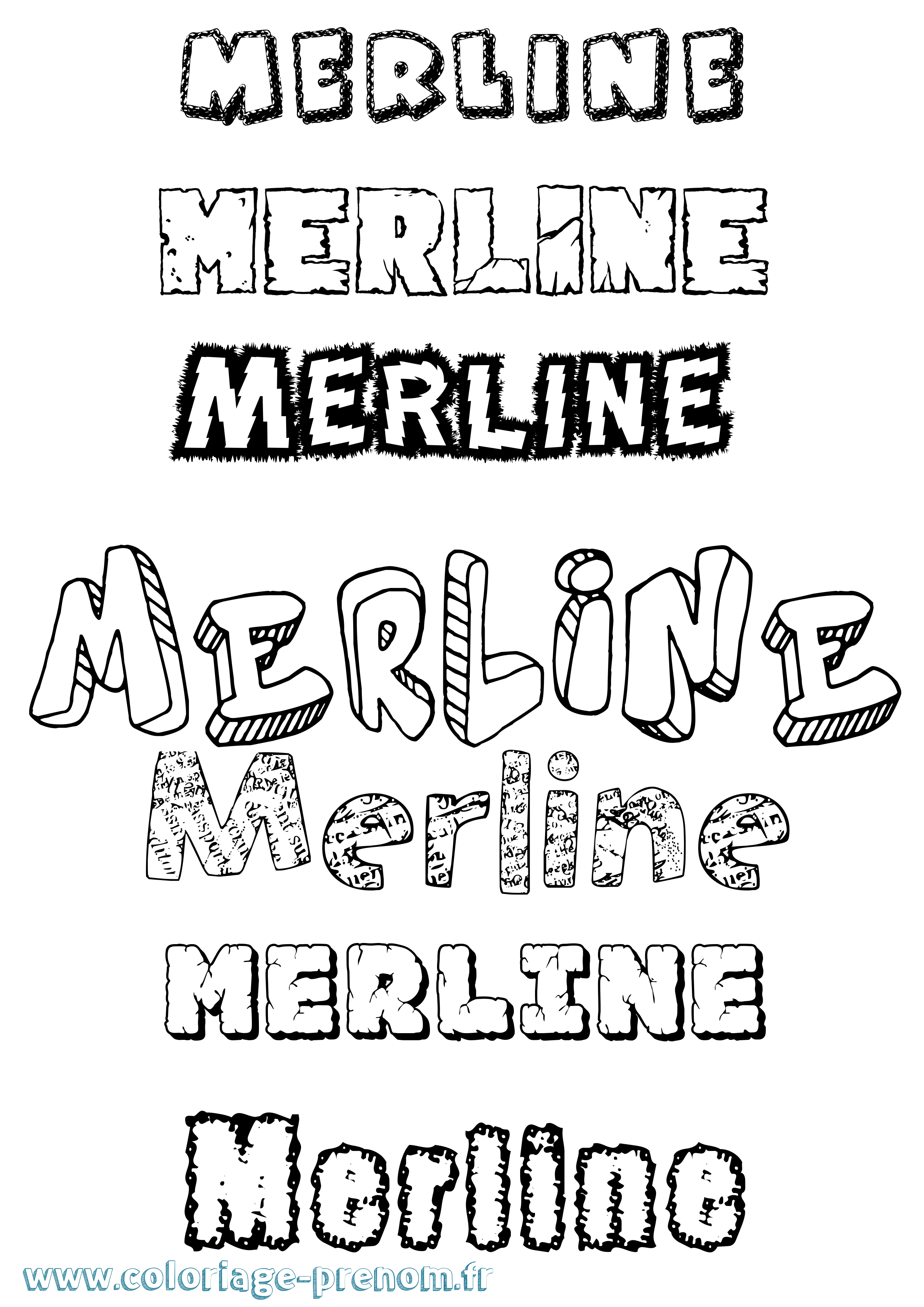 Coloriage prénom Merline Destructuré